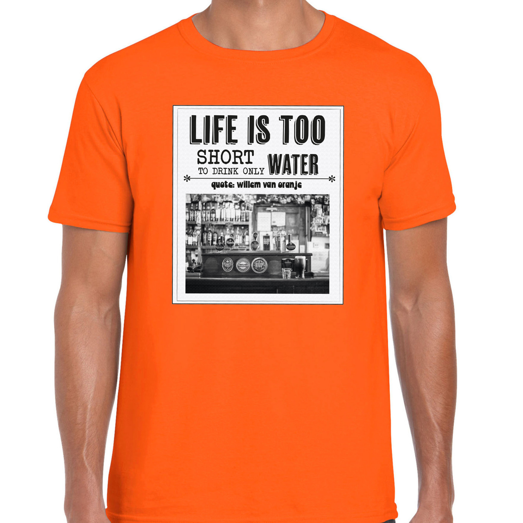 Koningsdag verkleed T-shirt voor heren - vintage poster - oranje - feestkleding