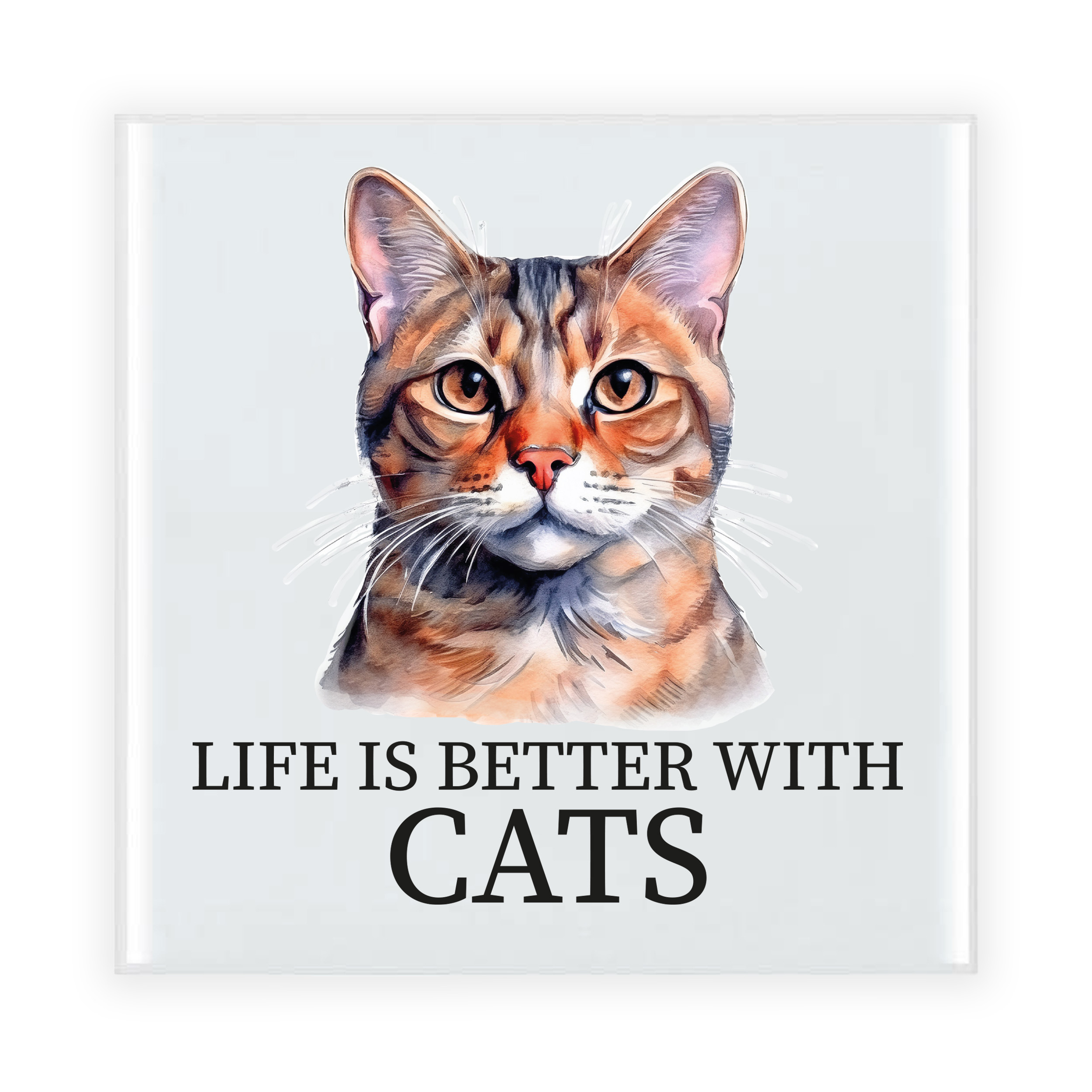 Cadeau tegel kattenliefhebber - Burmees kat/poes - keramiek - waterverf - 15 cm