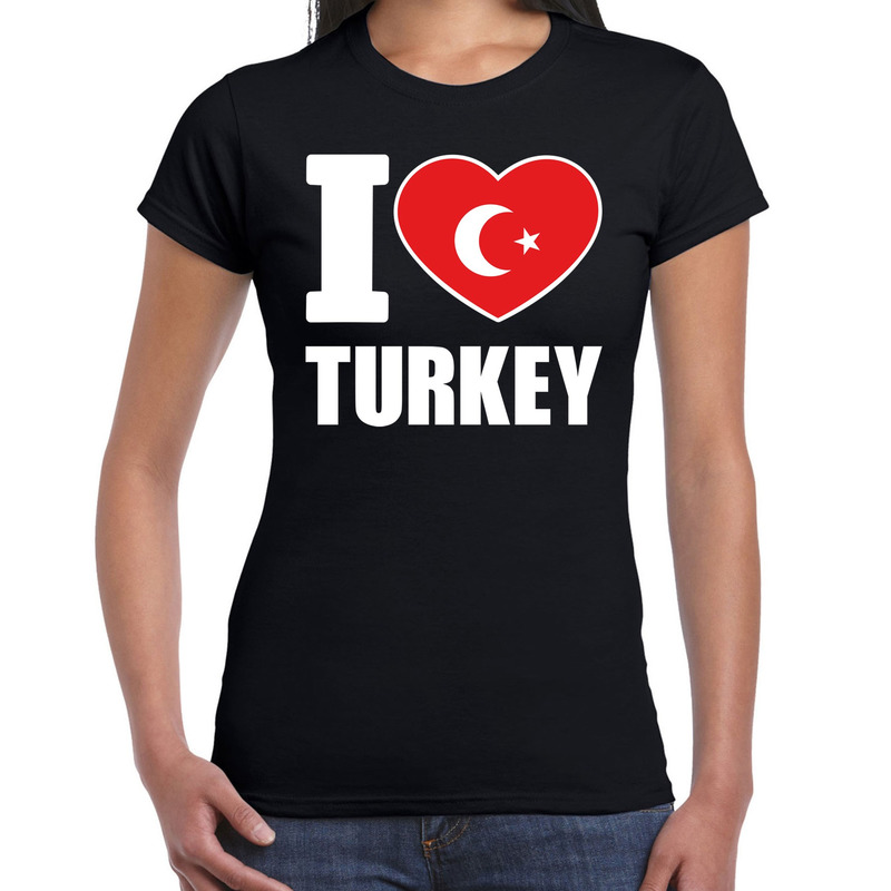 I love Turkey t-shirt Turkije zwart voor dames