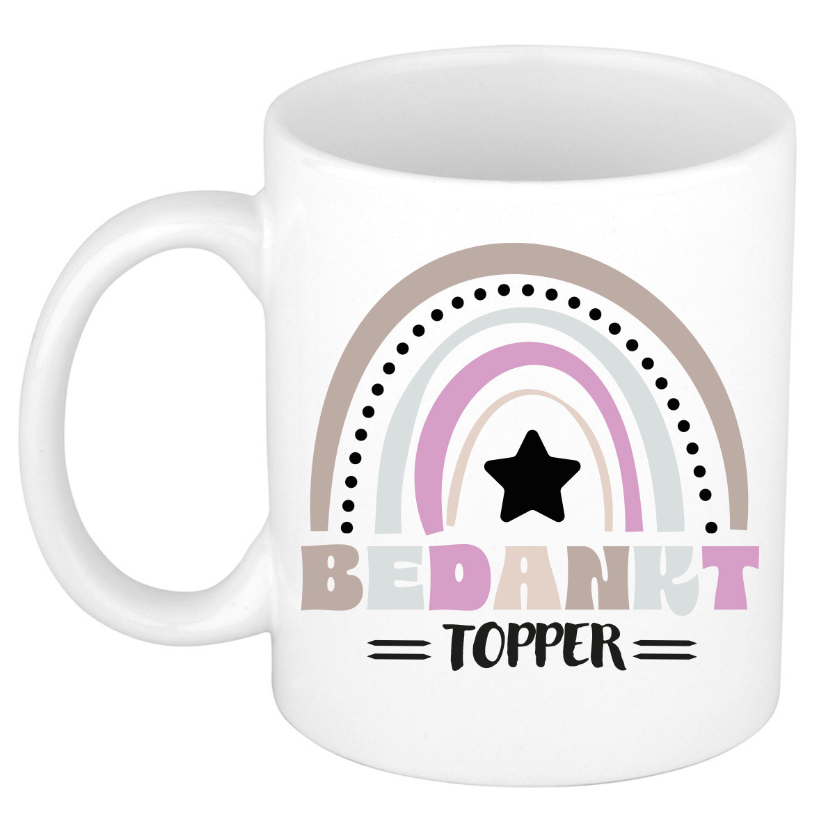 Cadeau mok voor collega - wit - bedankt topper - afscheid/pensioen - keramiek - 300 ml