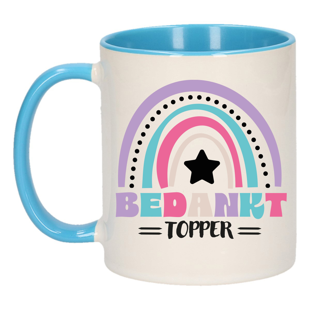 Cadeau mok voor collega - blauw - bedankt topper - afscheid/pensioen - keramiek - 300 ml