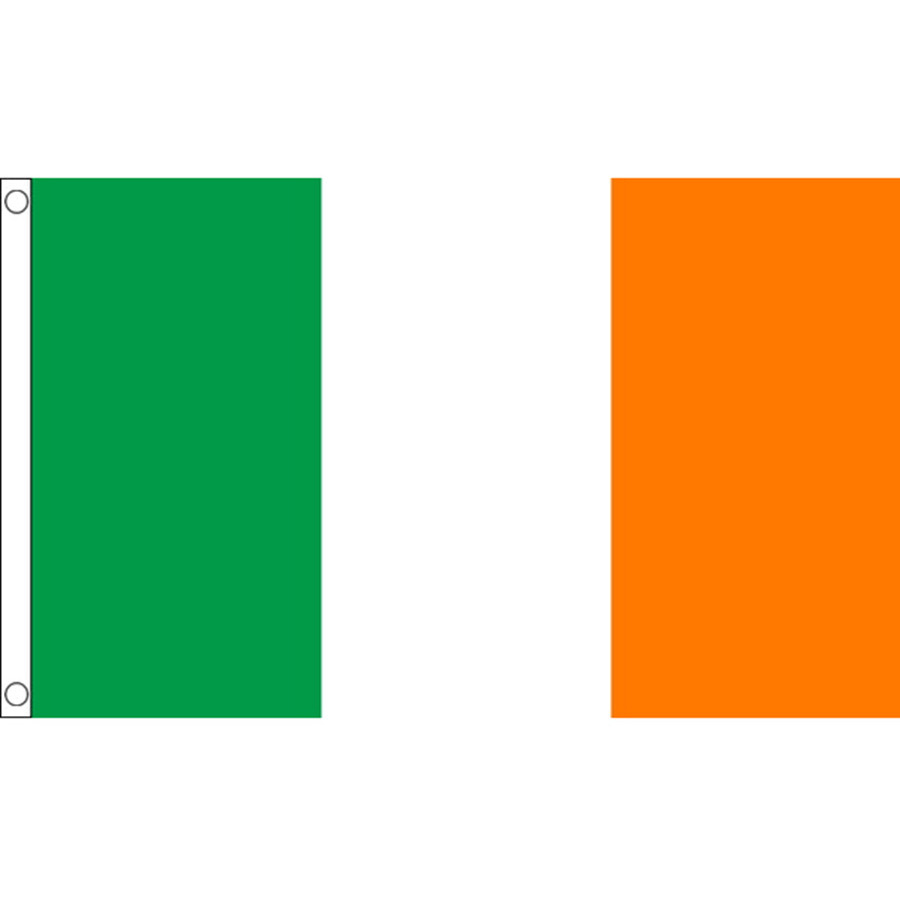 Vlag van Ierland - 60 x 90 cm - klein formaat - landen vlaggen - polyester - met ophangringen