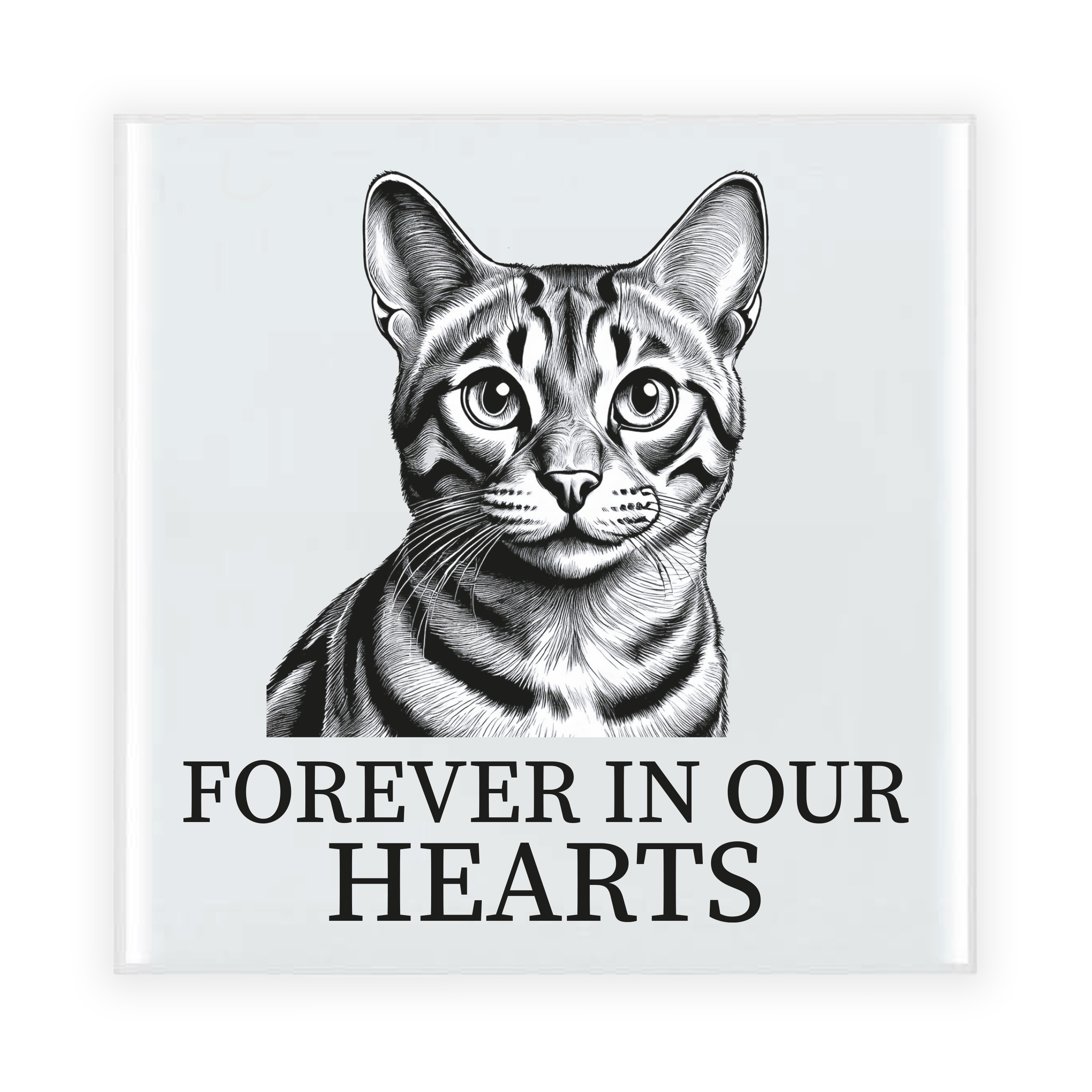 Herdenking cadeau tegel kattenliefhebber - Bengaal kat/poes - zwart/wit - keramiek - 15 cm