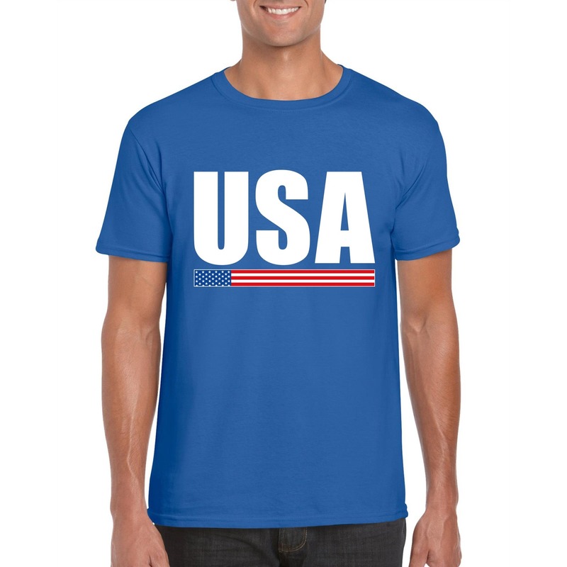 Blauw USA supporter t-shirt voor heren