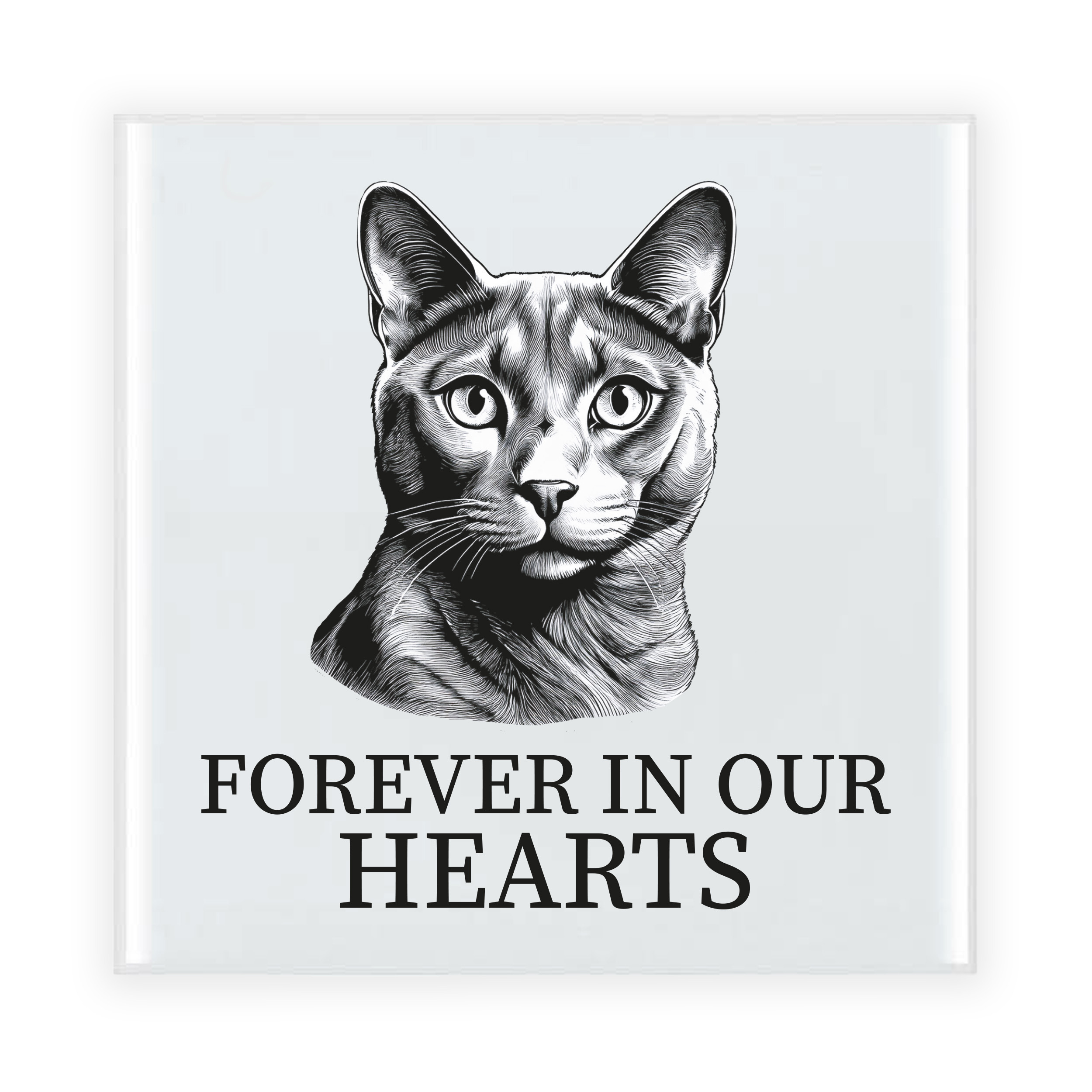 Herdenking cadeau tegel kattenliefhebber - Blauwe Rus kat/poes - zwart/wit - keramiek - 15 cm