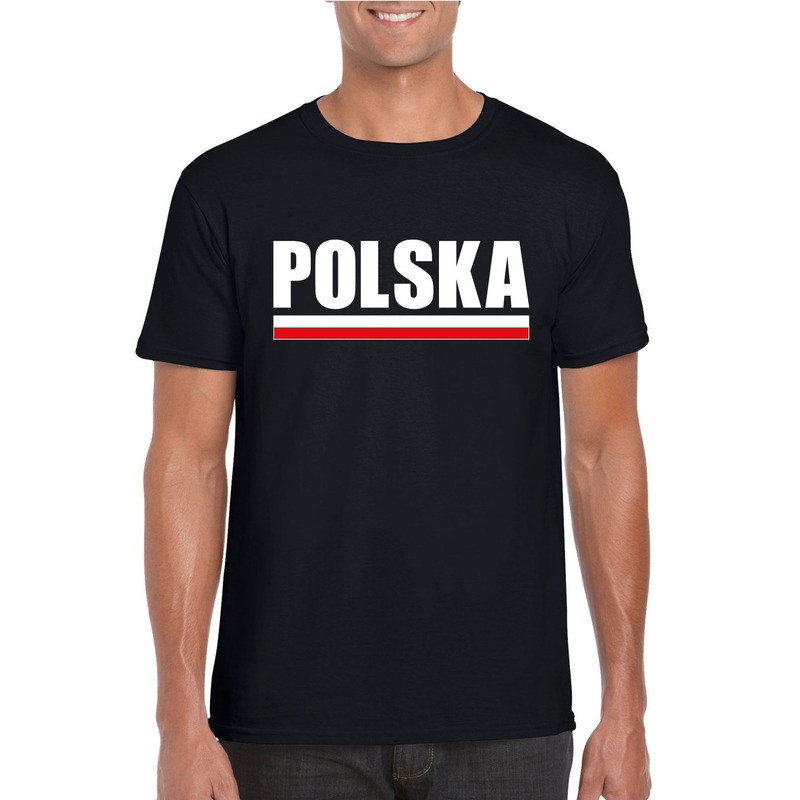 Zwart Polen supporter t-shirt voor heren