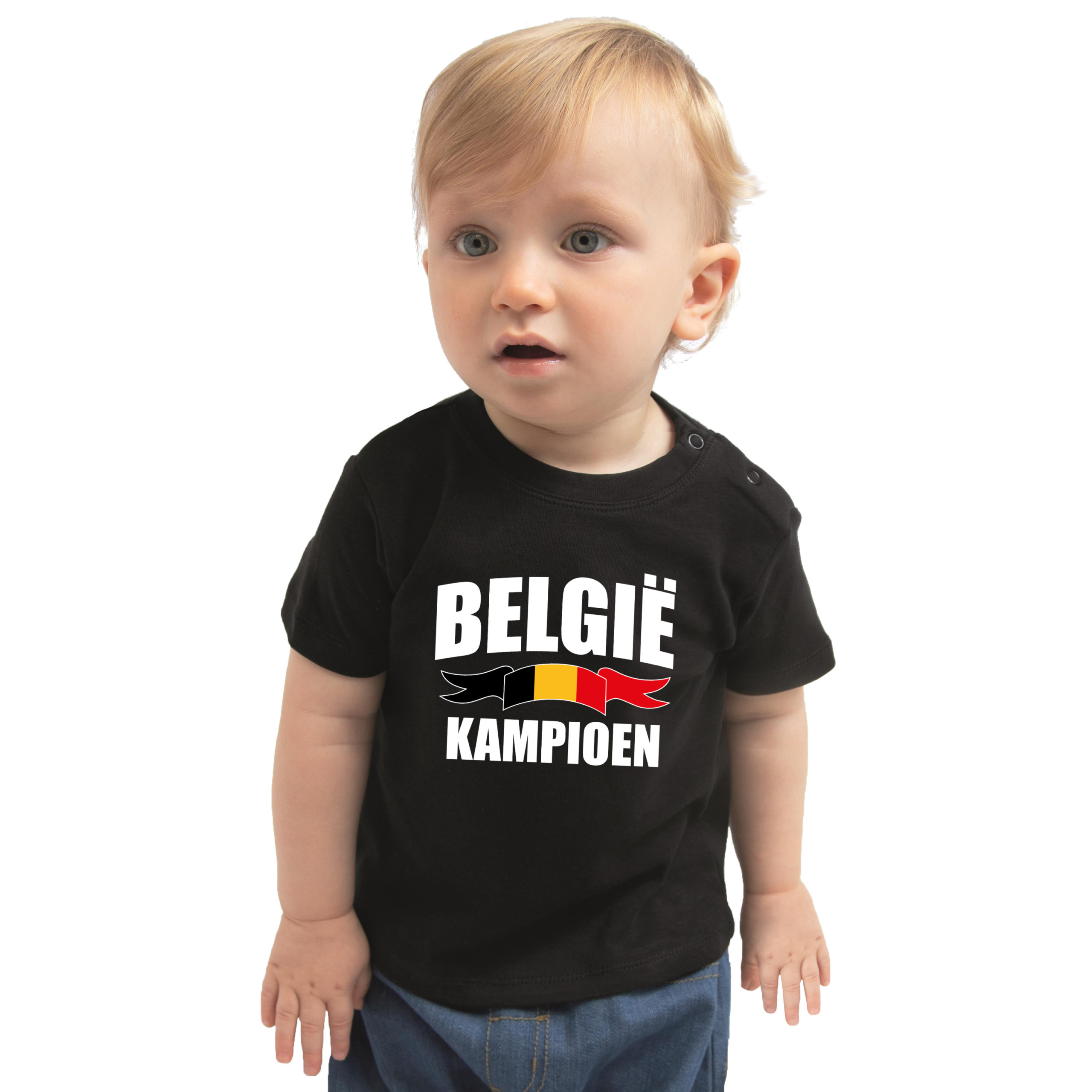 Belgie kampioen fan t-shirt zwart EK/ WK voor babys
