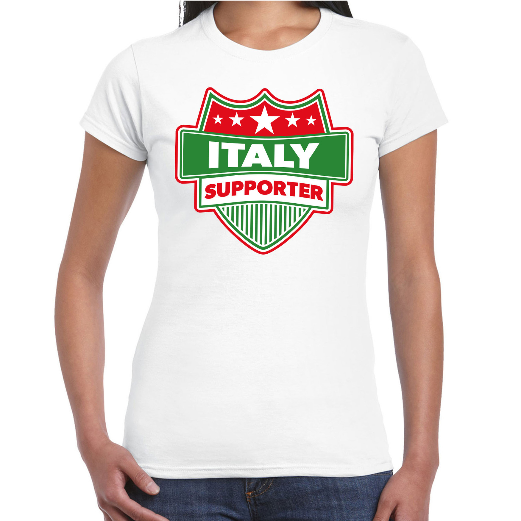 Italie / Italy schild supporter t-shirt wit voor dames