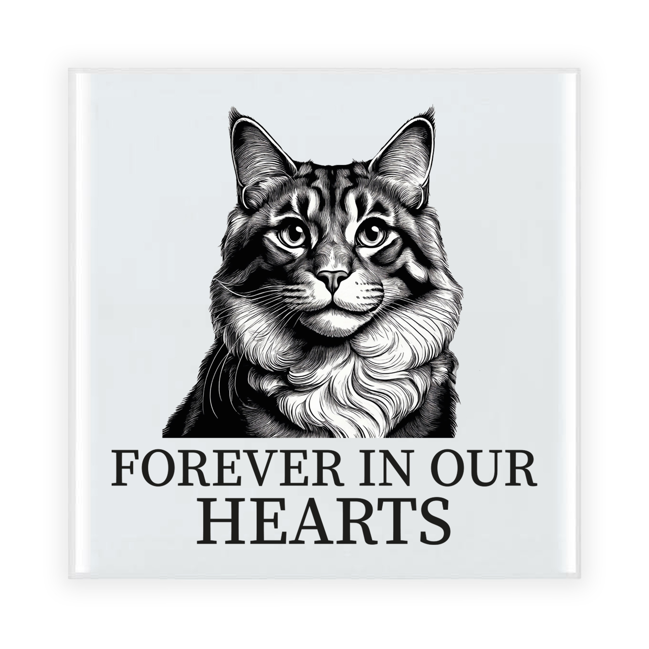 Herdenking cadeau tegel kattenliefhebber - Maine Coon kat/poes - zwart/wit - keramiek - 15 cm