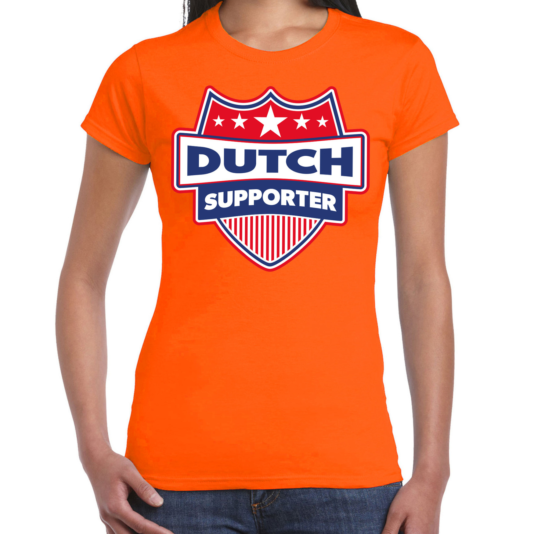 Nederland / Dutch schild supporter t-shirt oranje voor dames
