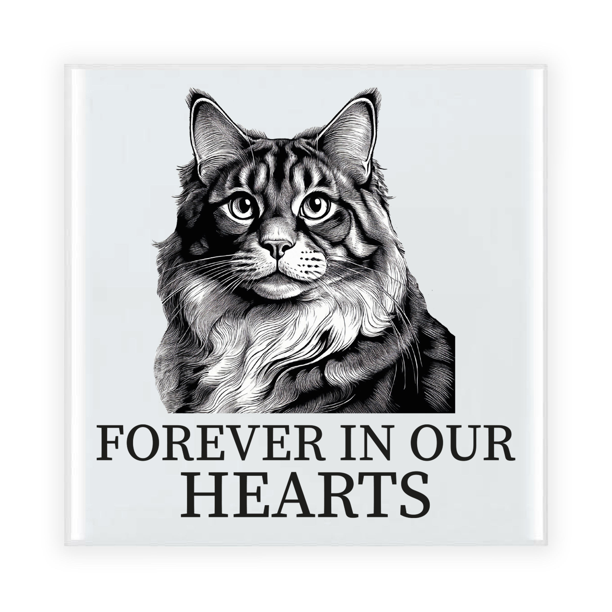 Herdenking cadeau tegel kattenliefhebber - Noorse Boskat kat/poes - zwart/wit - keramiek - 15 cm