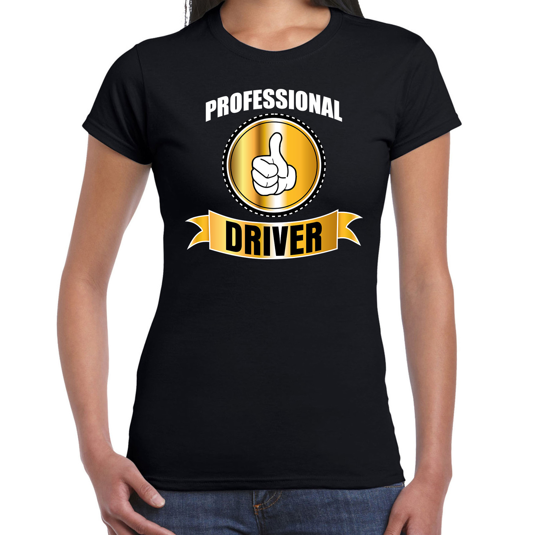Professional driver / professionele chauffeur t-shirt zwart dames - Chauffeur cadeau shirt