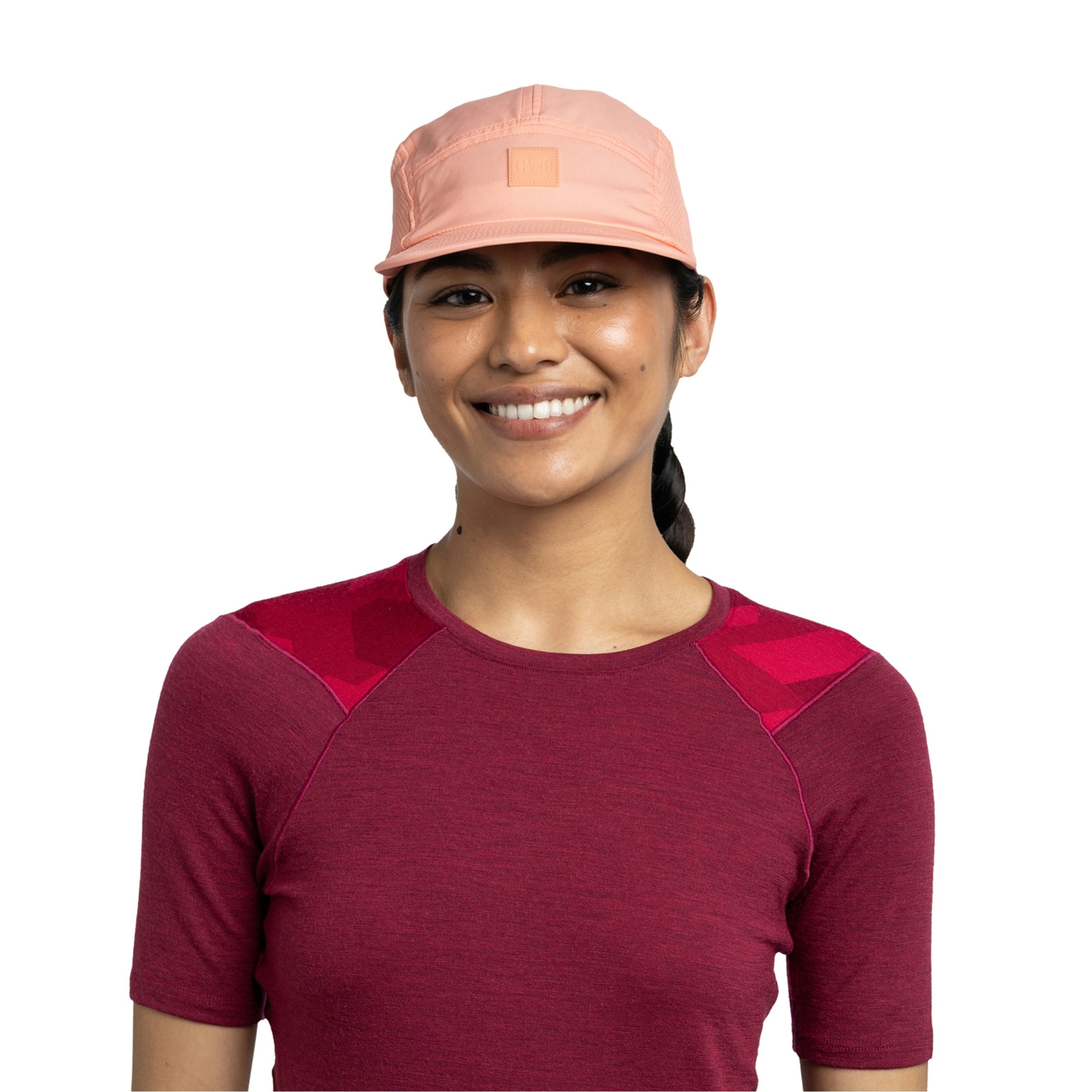 Buff 5 Panel Go Cap Solid Coral (S/M) Unisex