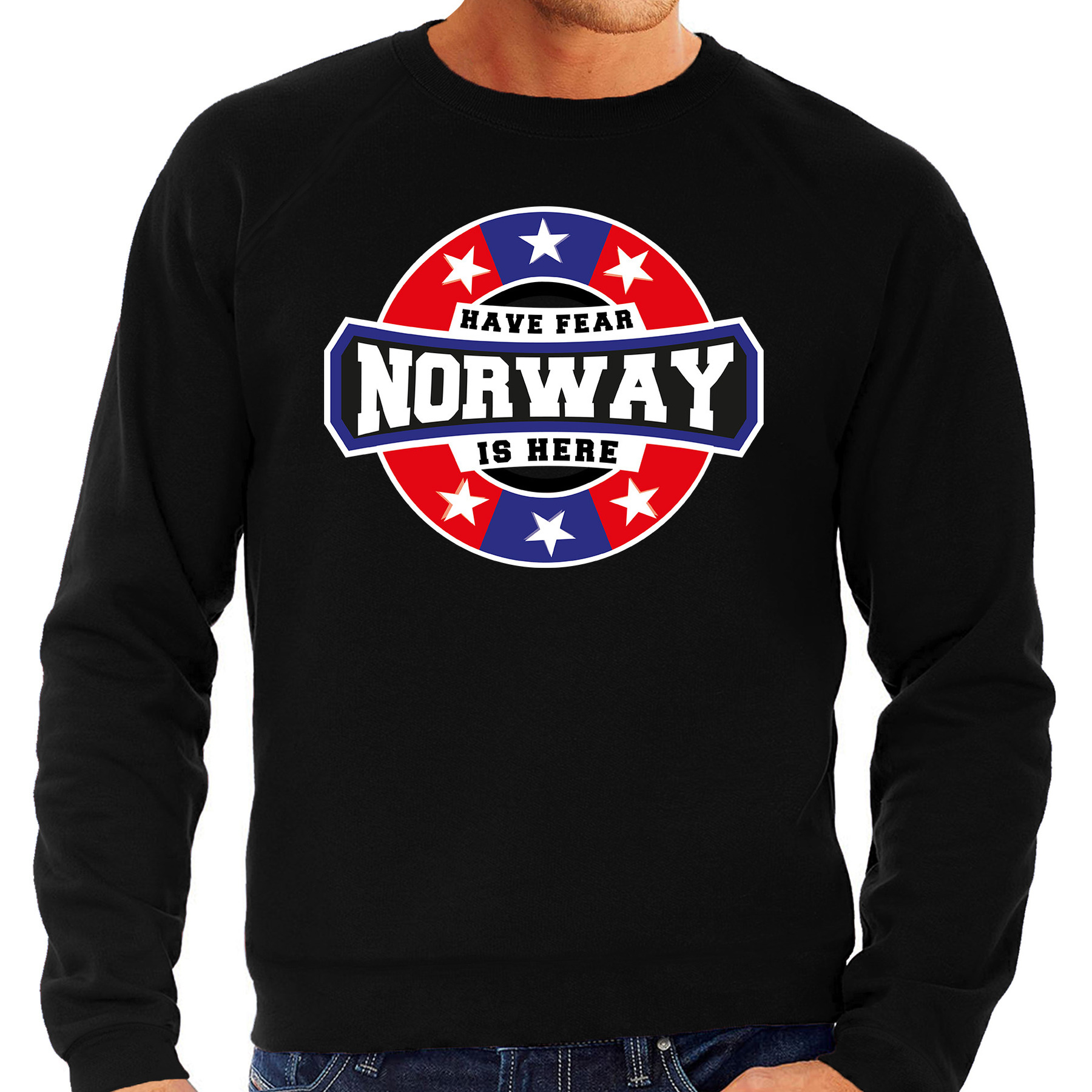 Have fear Norway is here / Noorwegen supporter sweater zwart voor heren