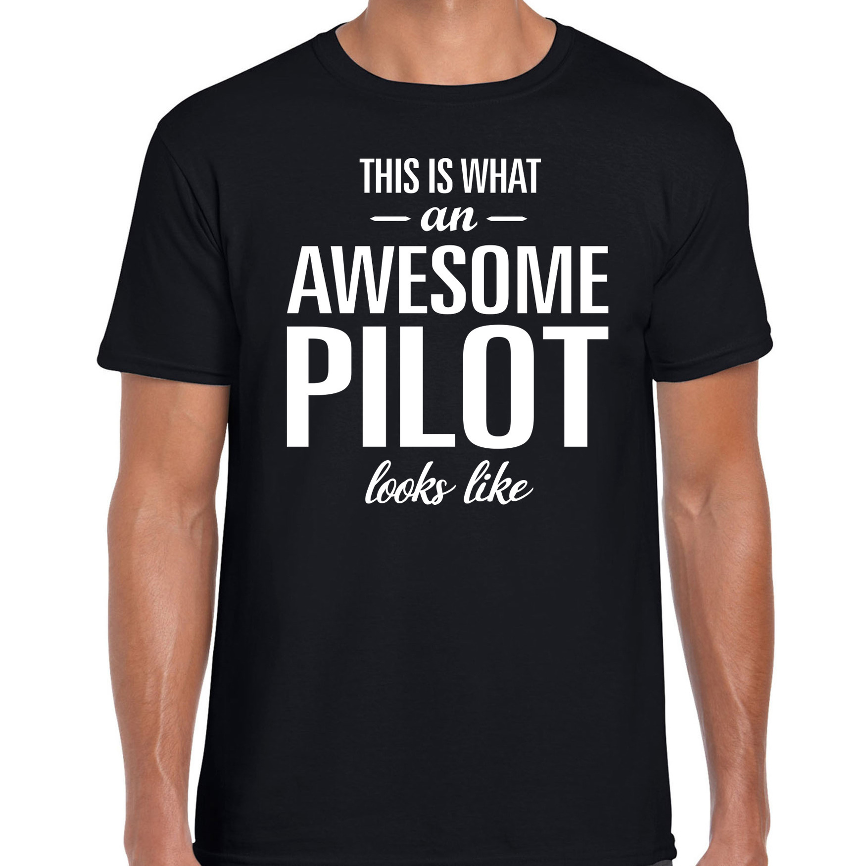 Awesome pilot / geweldige piloot - cadeau t-shirt - zwart - voor heren - verjaardag - beroep