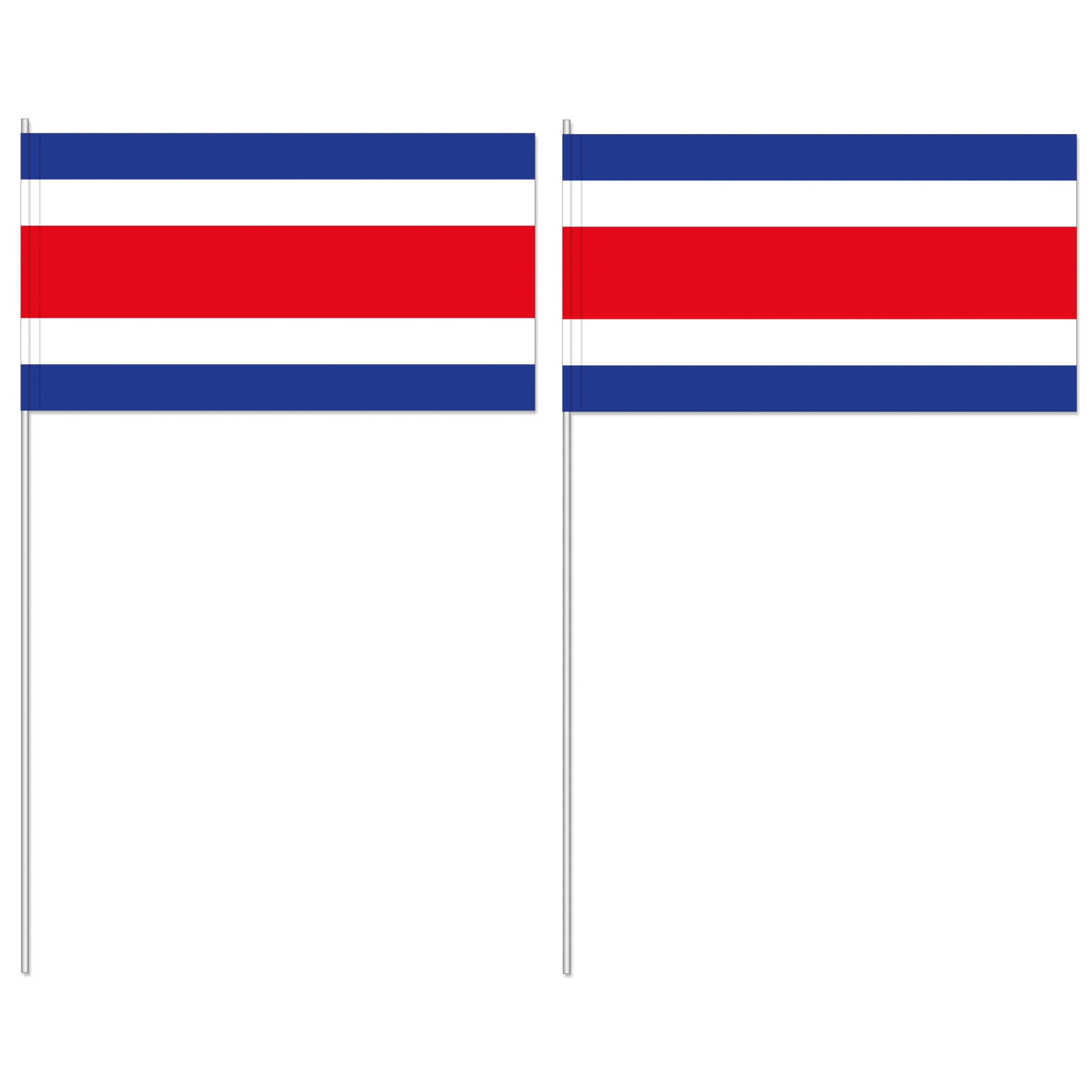 Costa Rica zwaaivlaggetjes/handvlaggen - 10x - 12 x 24 cm - papier - stokje van 40 cm