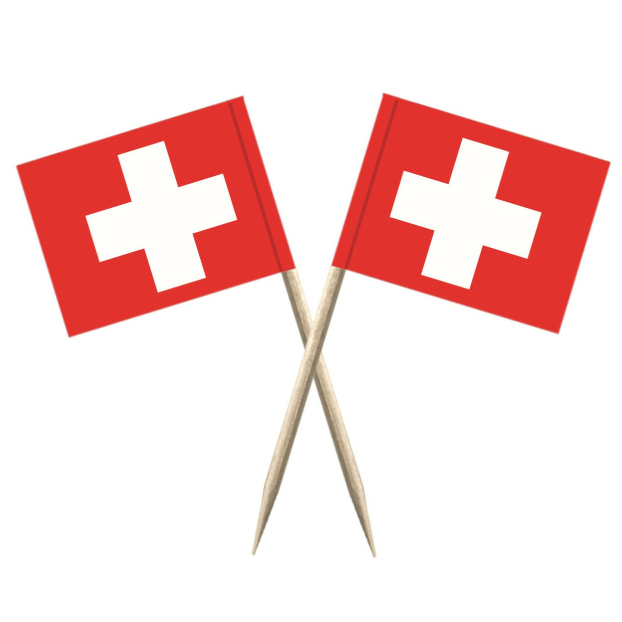 Cocktailprikkers vlag Zwitserland - 150x stuks - 8 cm vlaggetjes - landen decoratie - Prikkertjes