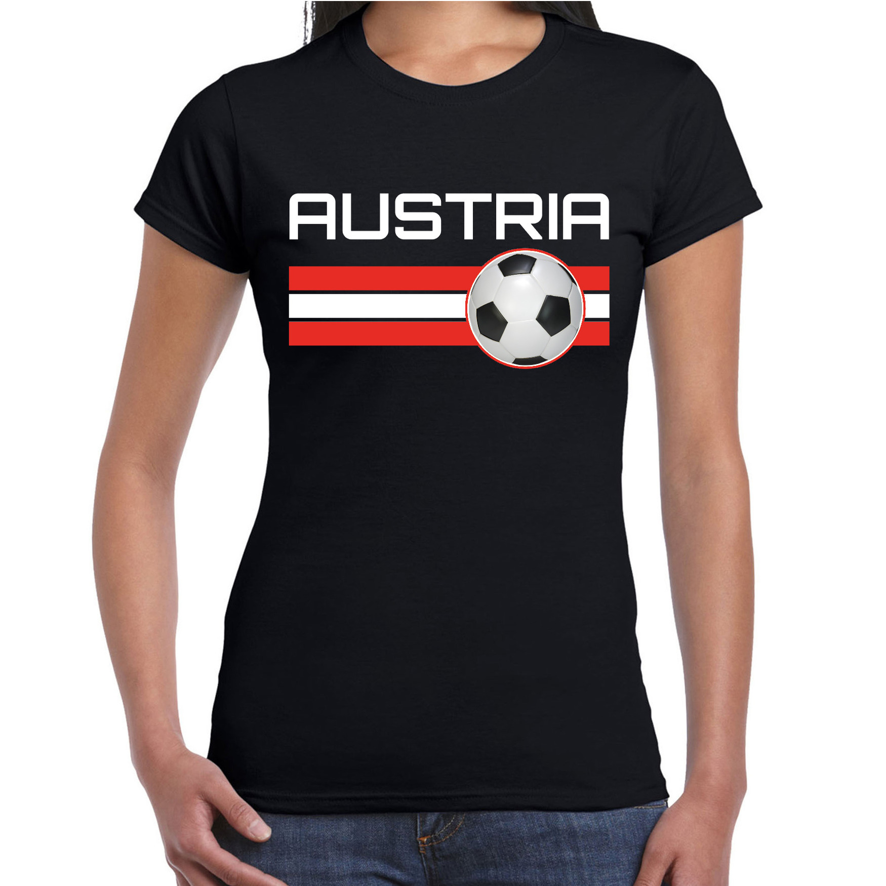 Austria / Oostenrijk voetbal / landen t-shirt zwart dames