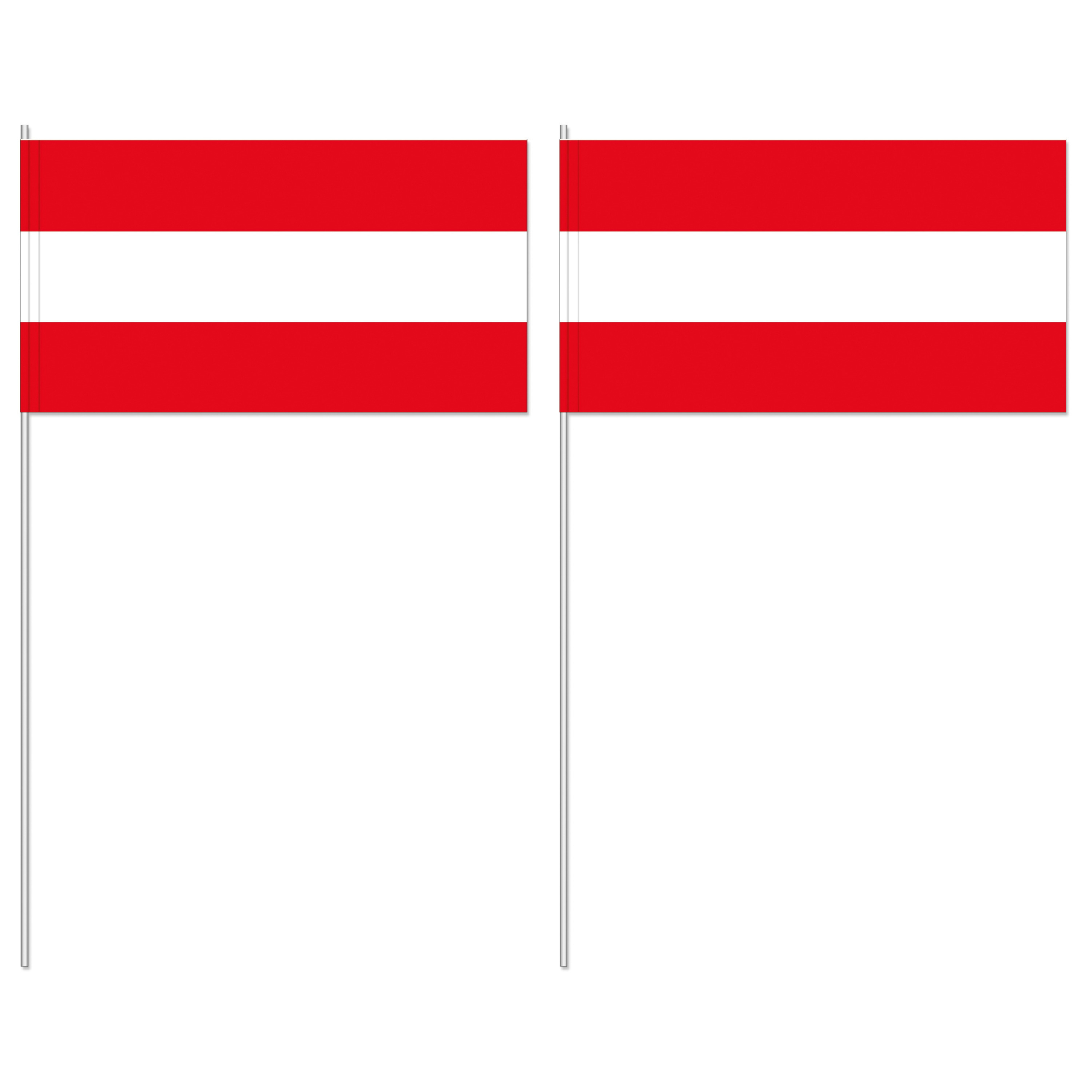 Zwaaivlaggetjes Oostenrijk - 10x - 12 x 24 cm - papier - landen versiering - supporters - stokje 40