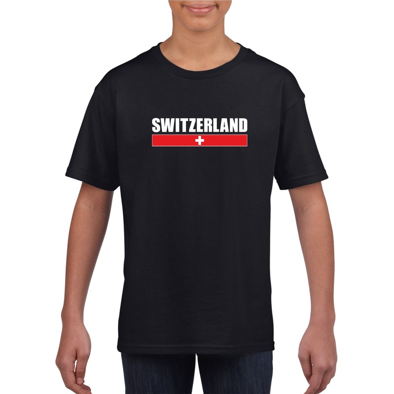 Zwart Zwitserland supporter t-shirt voor kinderen