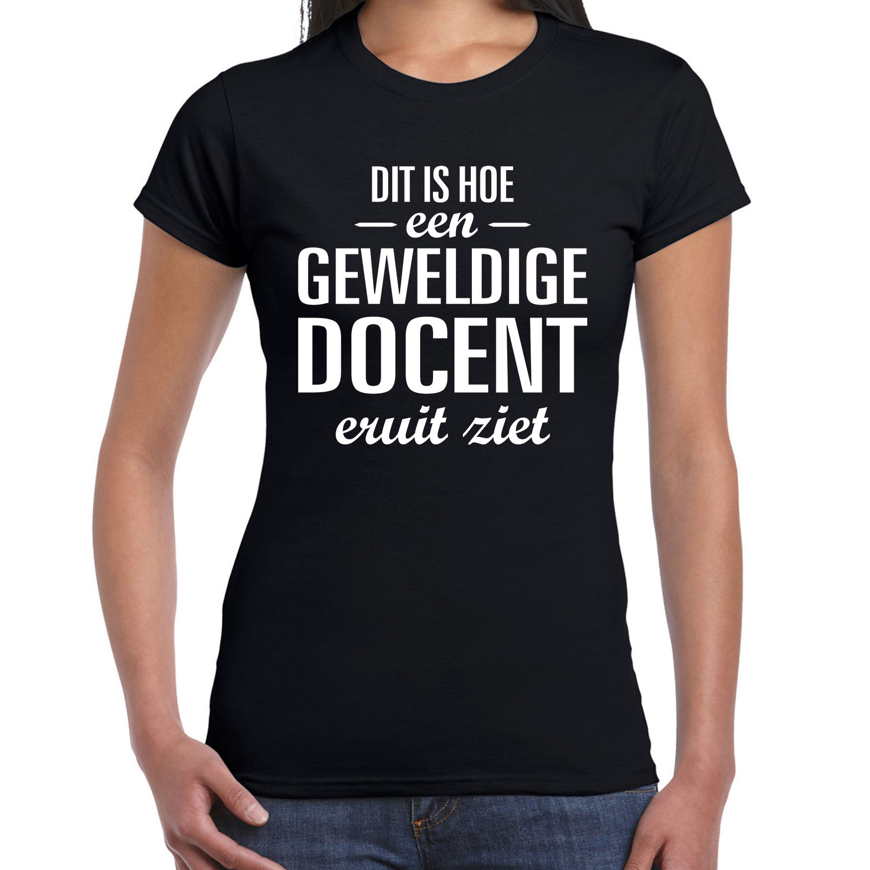 Dit is hoe een geweldige docent eruit ziet cadeau t-shirt zwart dames