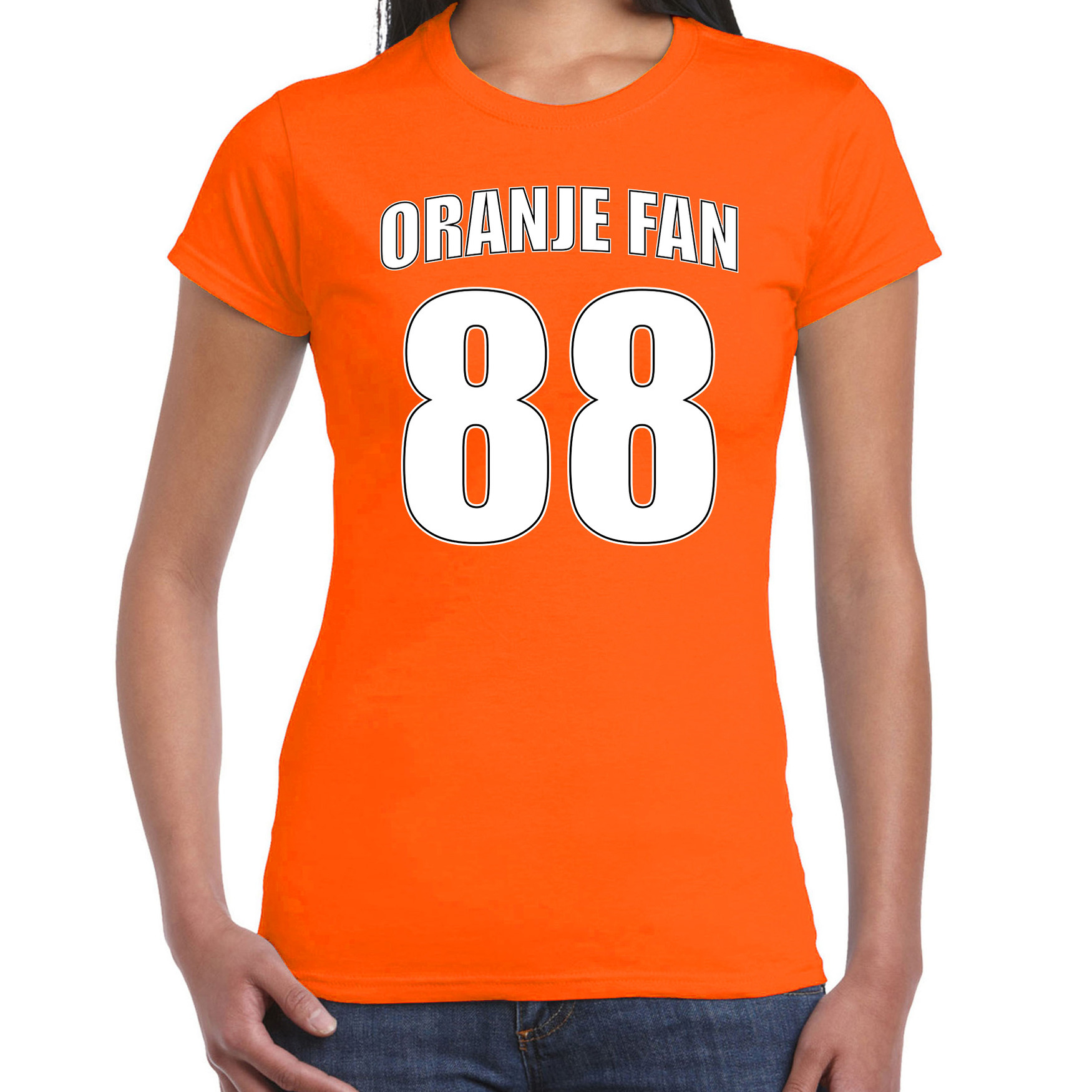 Oranje fan nummer 88 oranje t-shirt Holland / Nederland supporter EK/ WK voor dames