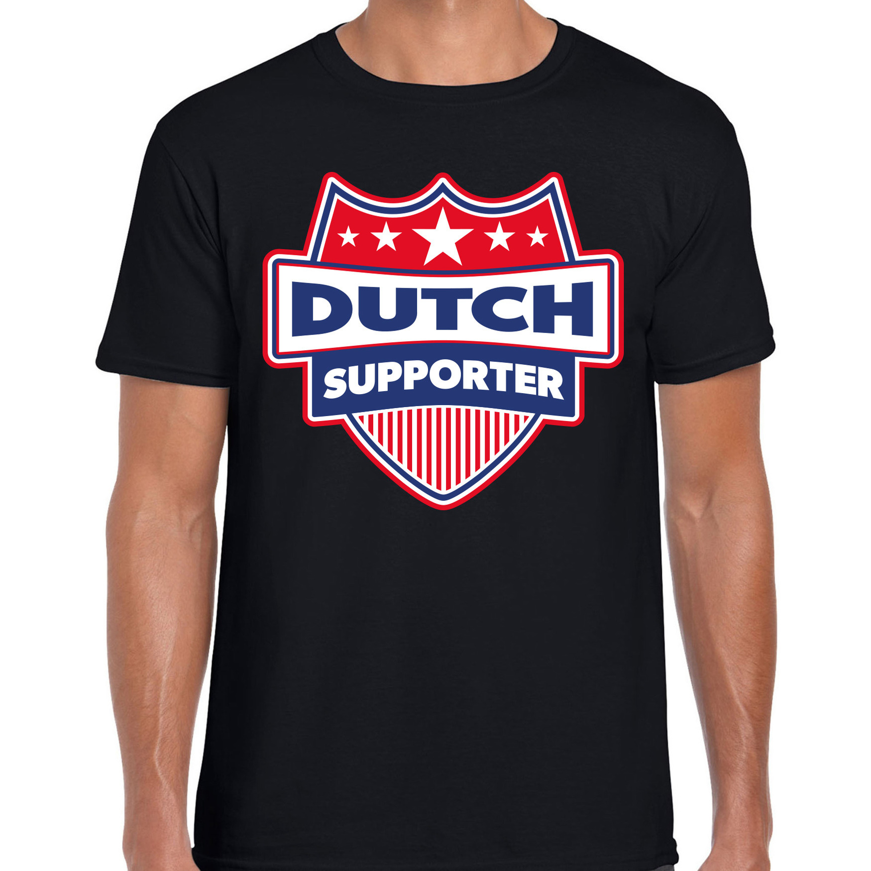 Nederland / Dutch schild supporter t-shirt zwart voor heren