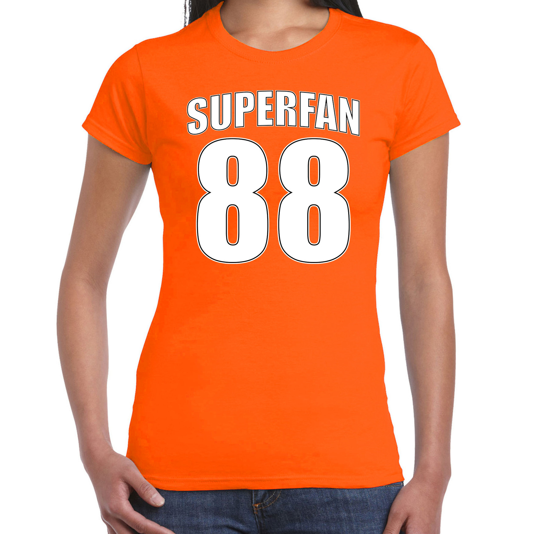 Superfan nummer 88 oranje t-shirt Holland / Nederland supporter EK/ WK voor dames