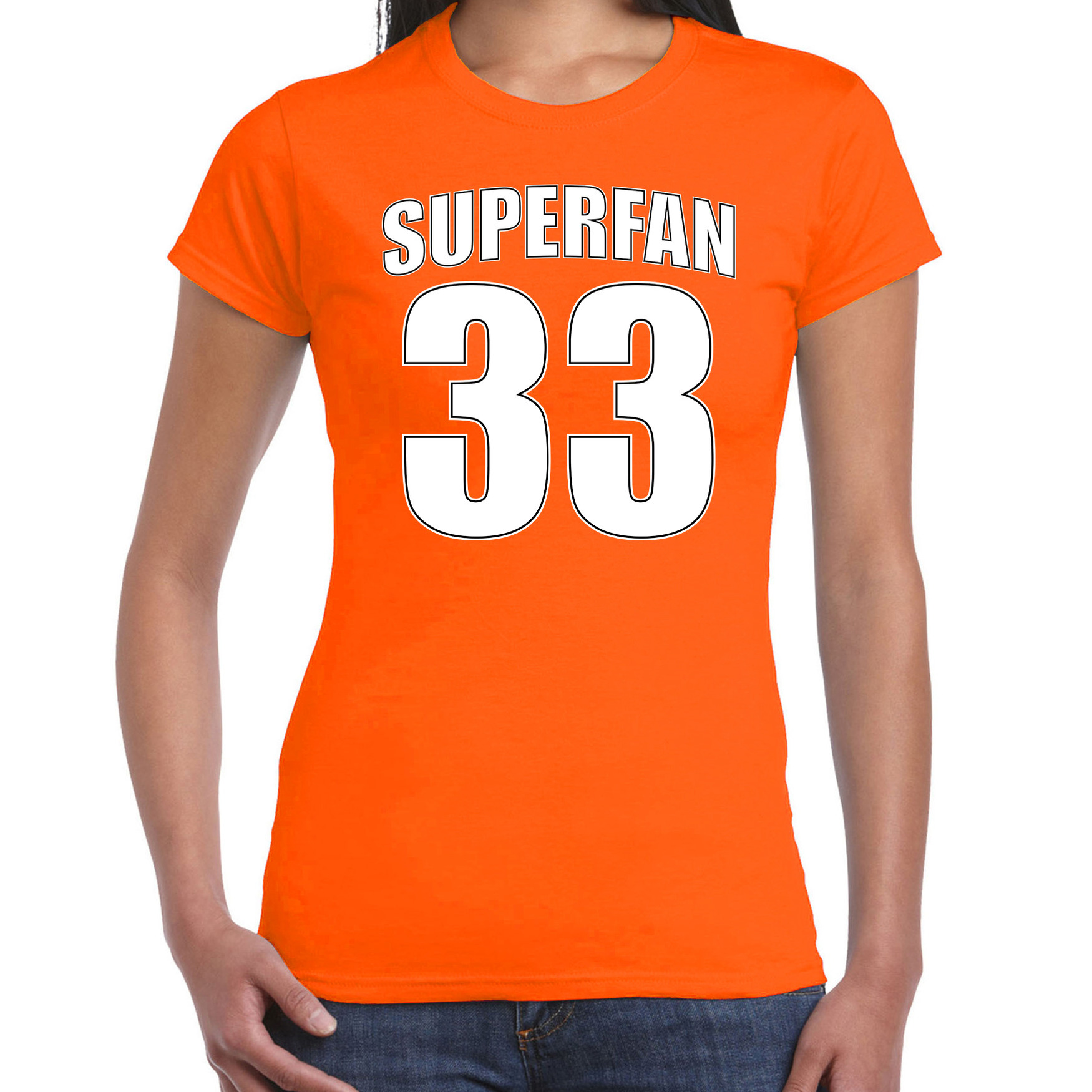 Superfan nummer 33 oranje t-shirt Holland / Nederland supporter racing voor dames