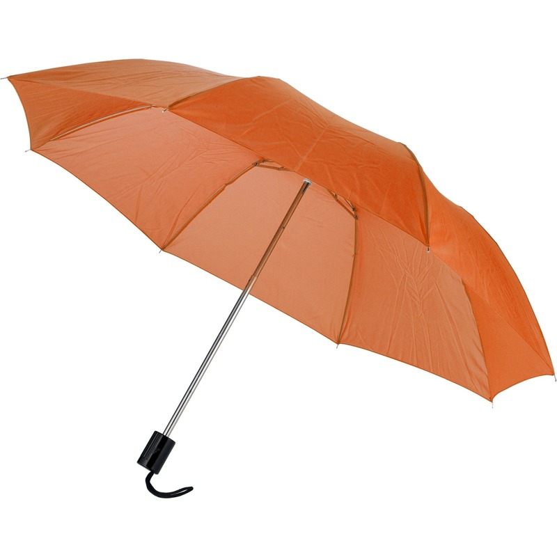 Paraplu Opvouwbaar - klein - oranje - polyester - 35 x D93 cm - compact model