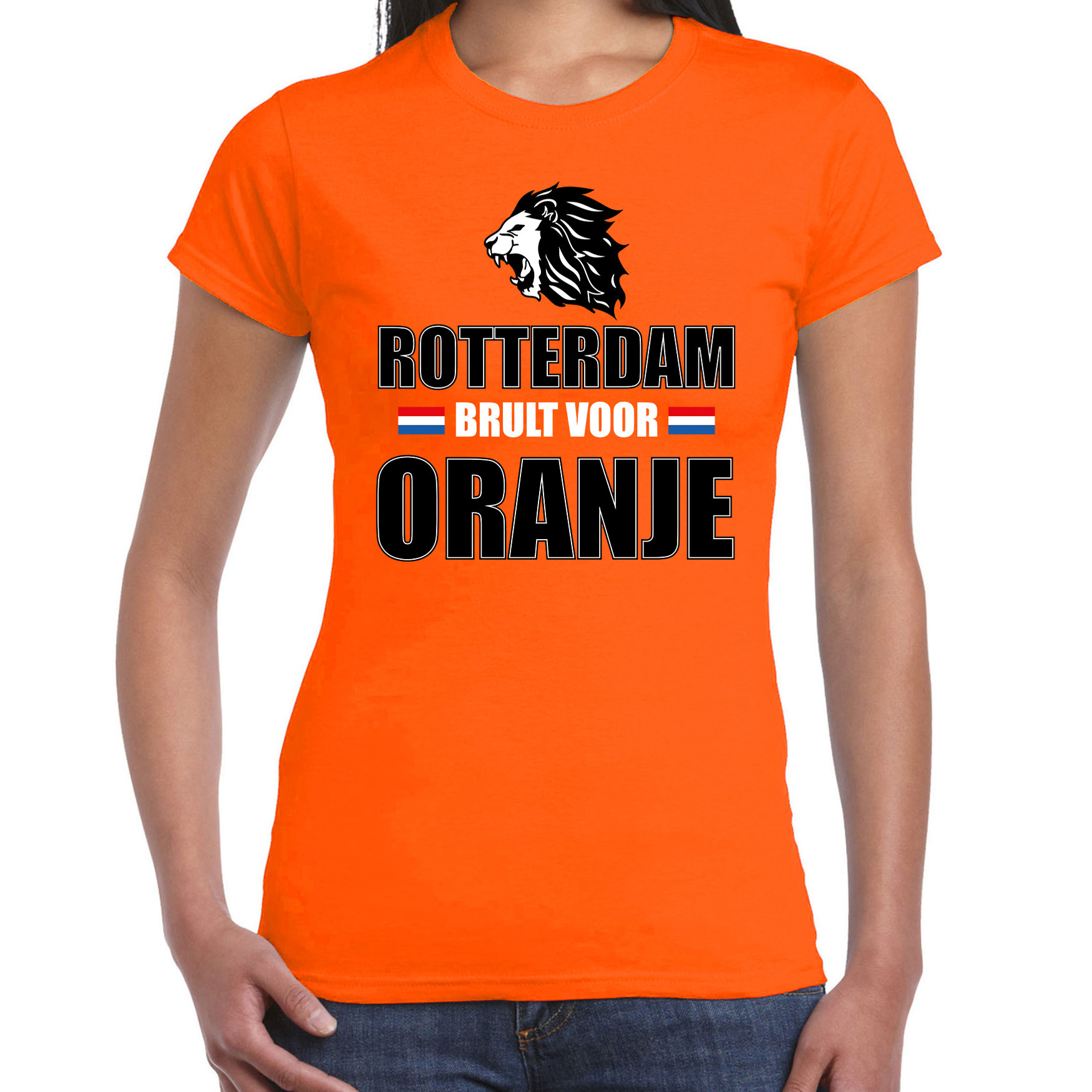 Oranje t-shirt Rotterdam brult voor oranje dames - Holland / Nederland supporter shirt EK/ WK