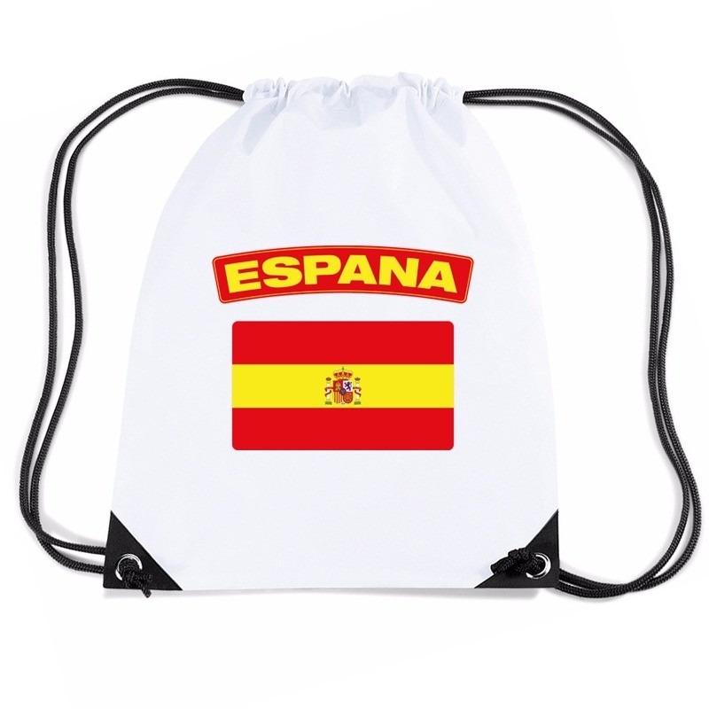 Spanje vlag nylon rugzak - wit - met Spaanse vlag - sport - supporters