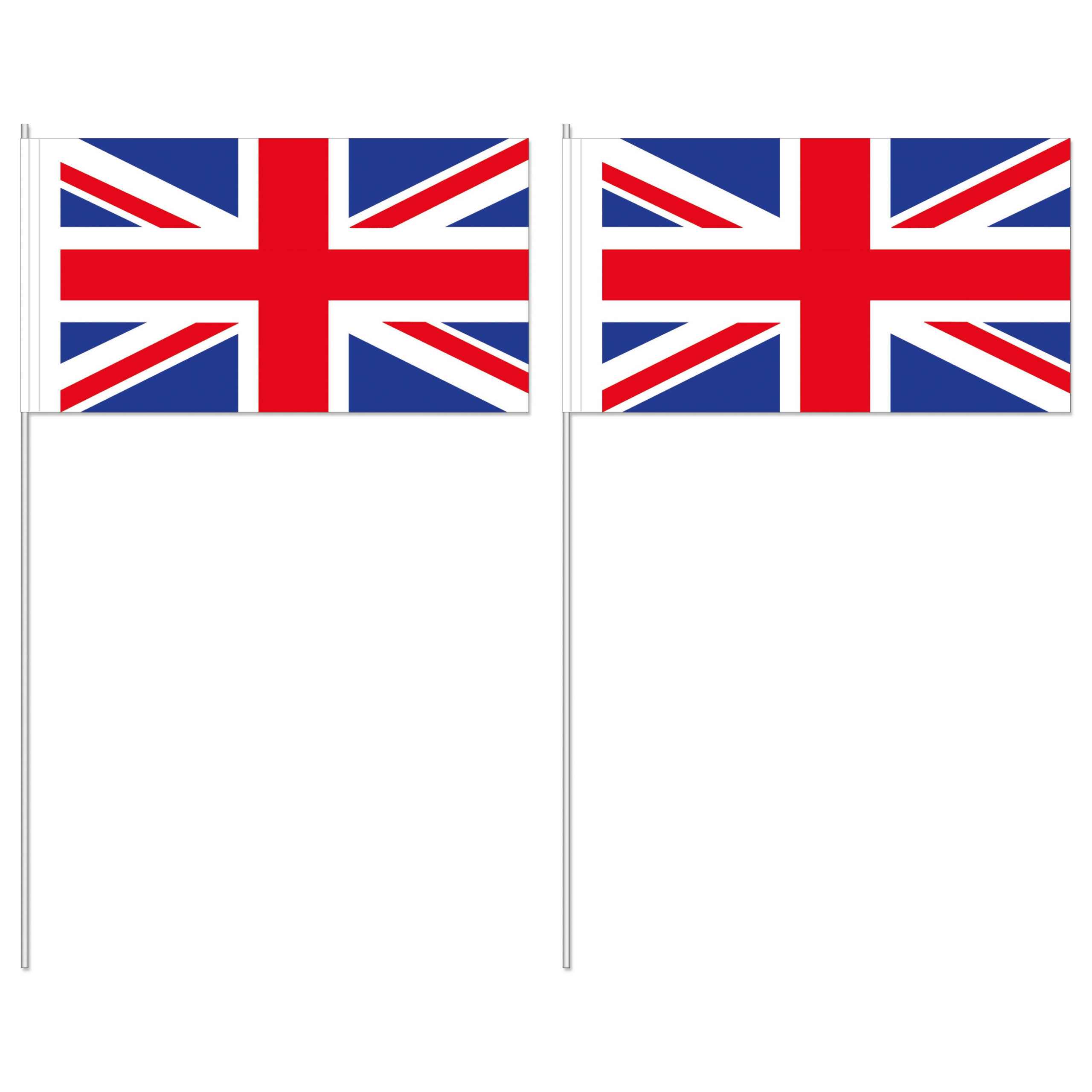 Great Brittain zwaaivlaggetjes/handvlaggen - 10x - 12 x 24 cm - papier - stokje van 40 cm