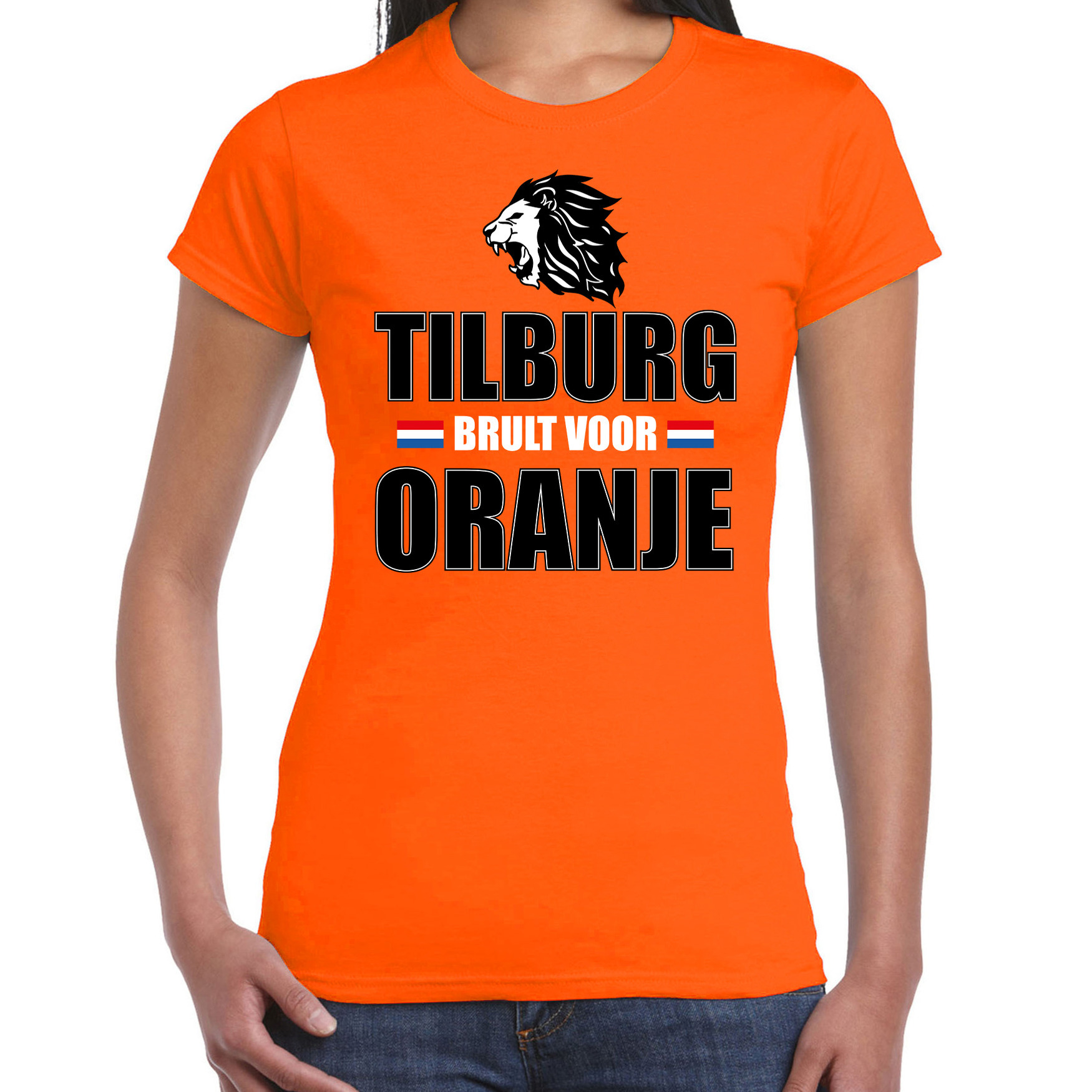 Oranje t-shirt Tilburg brult voor oranje dames - Holland / Nederland supporter shirt EK/ WK