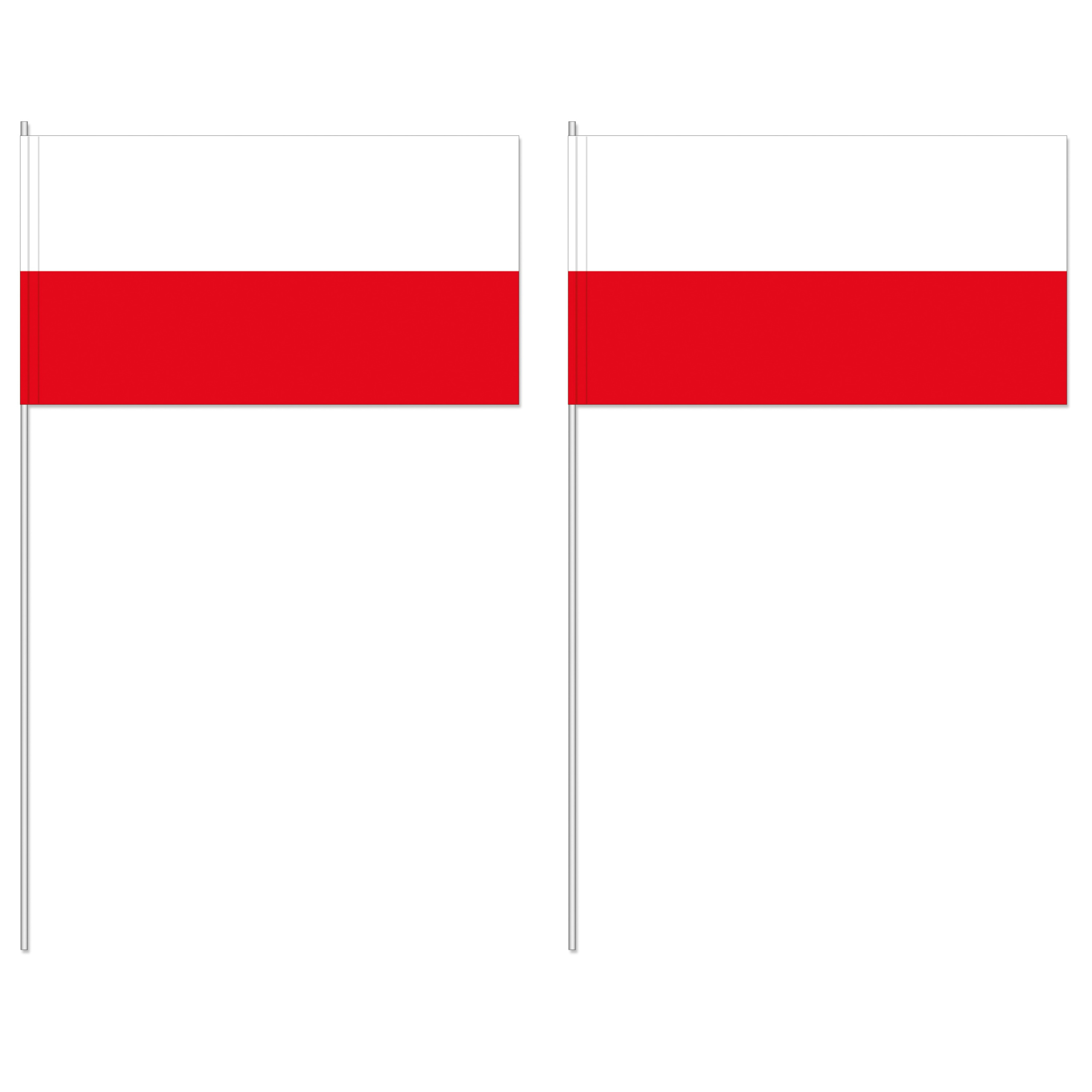 Zwaaivlaggetjes Polen - 10x - 12 x 24 cm - papier - landen versiering - supporters - stokje 40 cm
