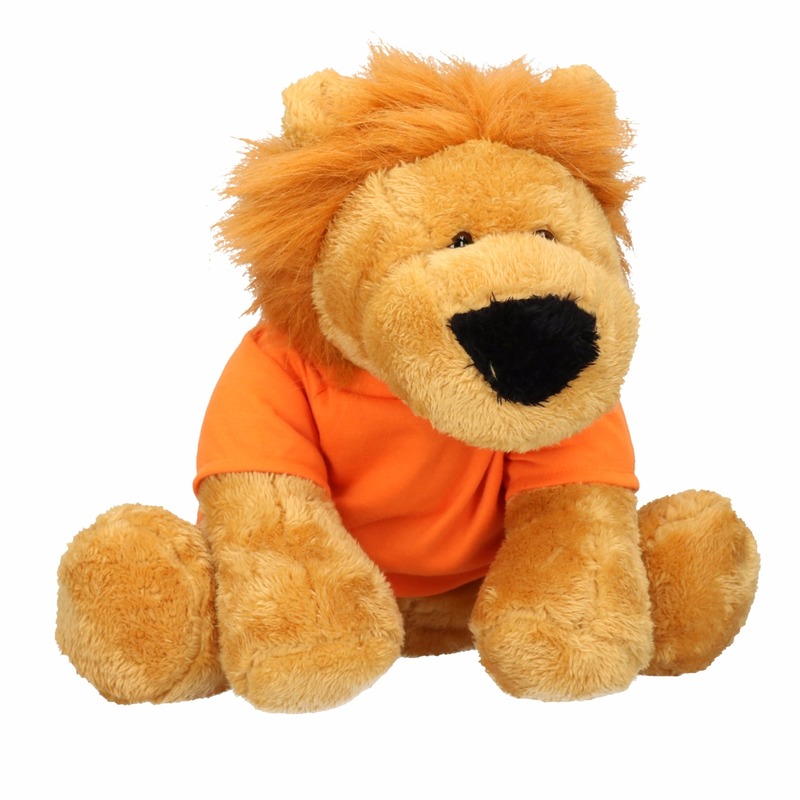 Knuffel leeuw - pluche - 30 cm - met oranje shirt - holland - mascotte