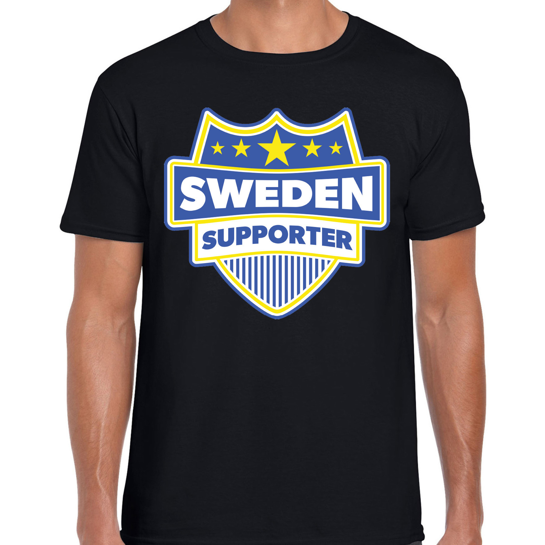 Zweden / Sweden schild supporter t-shirt zwart voor heren