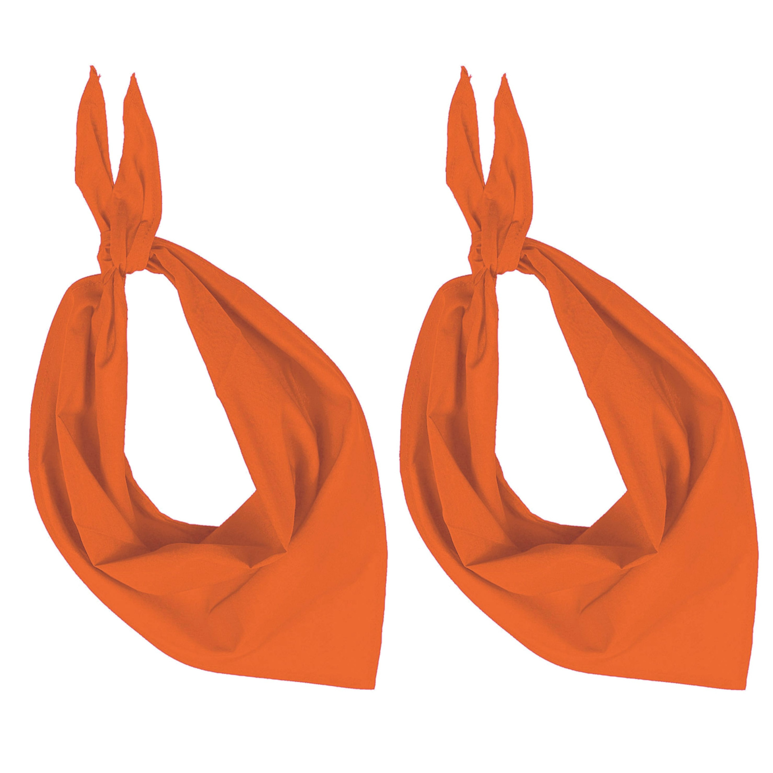 Bandana/hals zakdoek - 2x - oranje - voor kind en volwassenen - polyester/katoen
