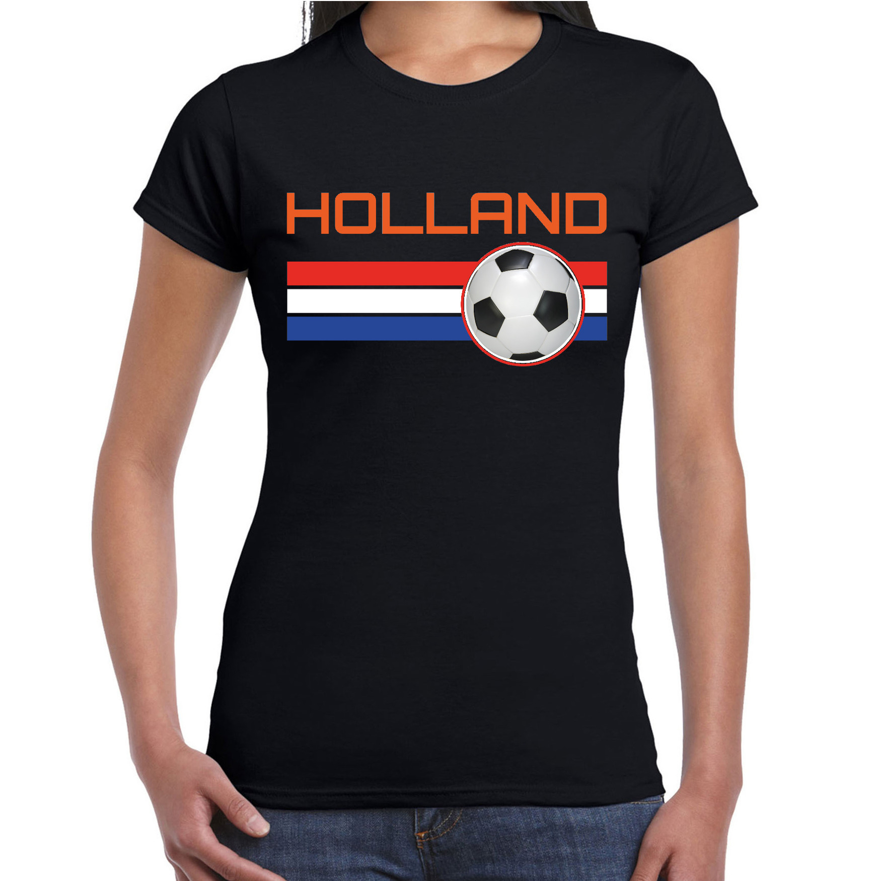 Holland voetbal / landen t-shirt zwart dames
