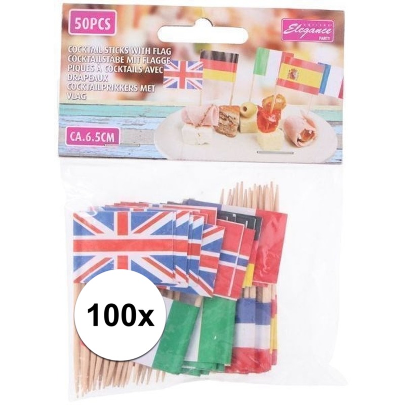 100x Europese landen vlaggetjes cocktailprikkers