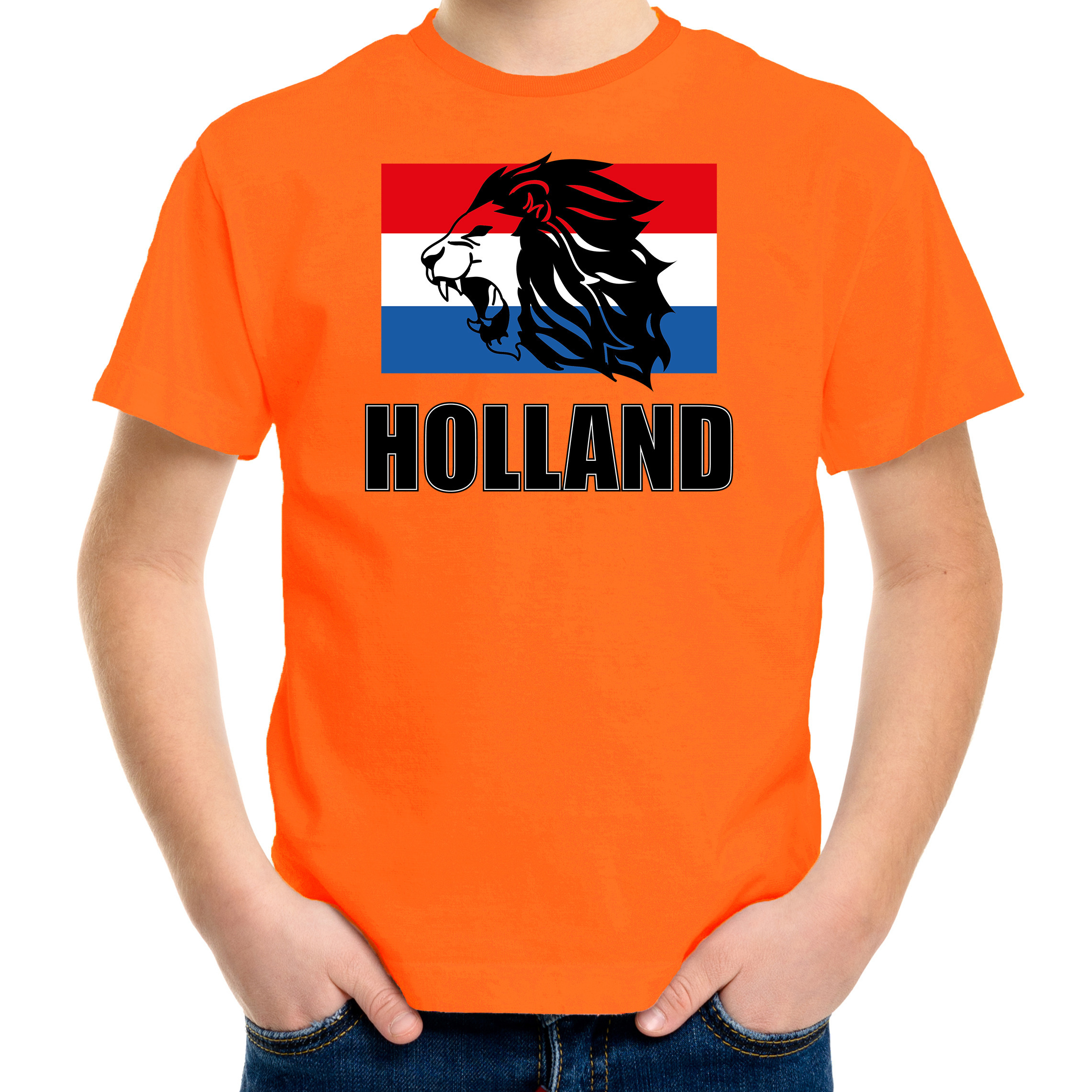 Oranje t-shirt Holland met leeuw - voor kinderen - Holland / Nederland supporters - shirt EK/ WK