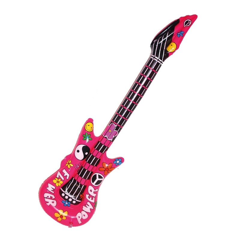 Opblaasbare muziekinstrumenten gitaar - flower power hippie stijl - 105 cm