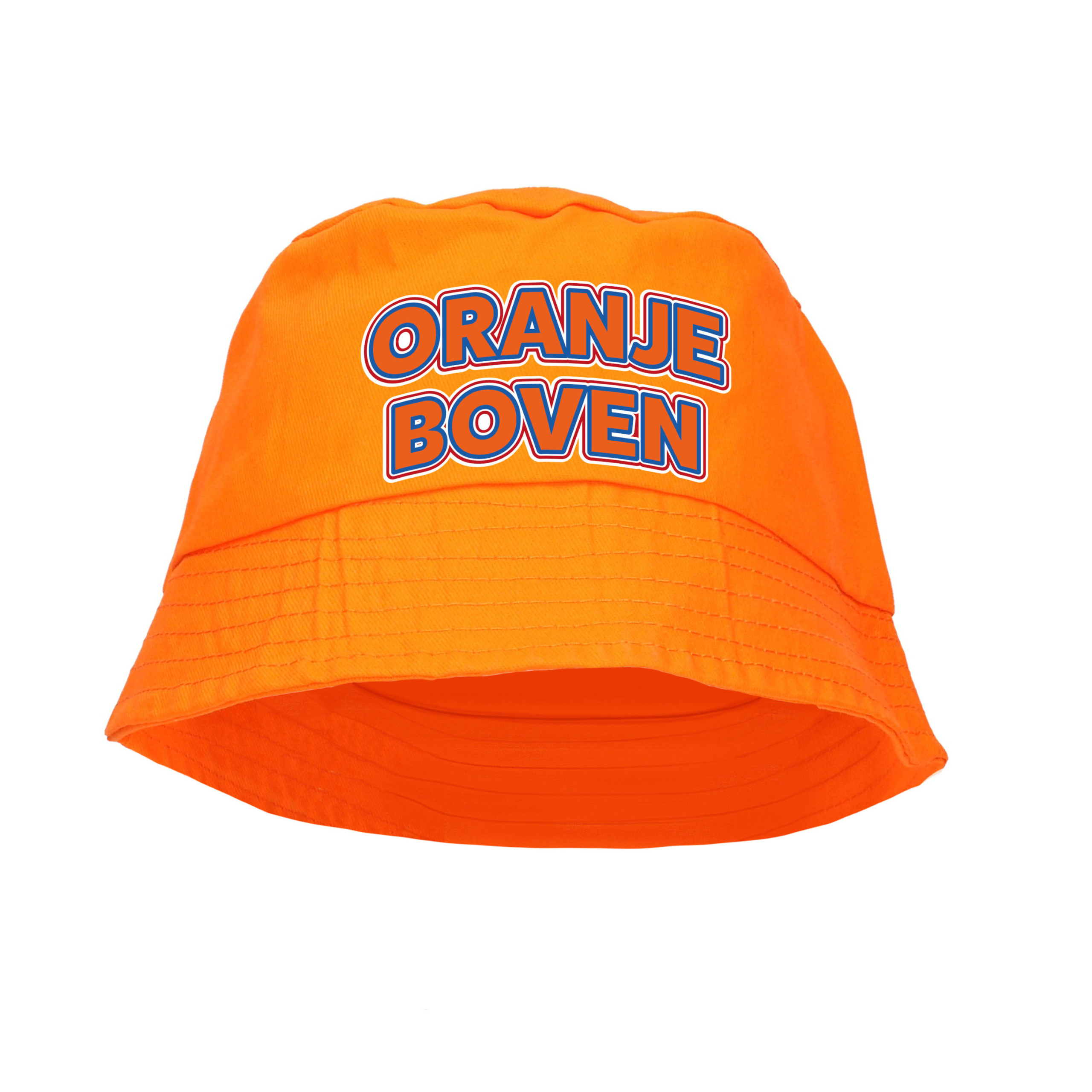 Koningsdag vissershoedje/bucket hat oranje - oranje boven - 57-58 cm