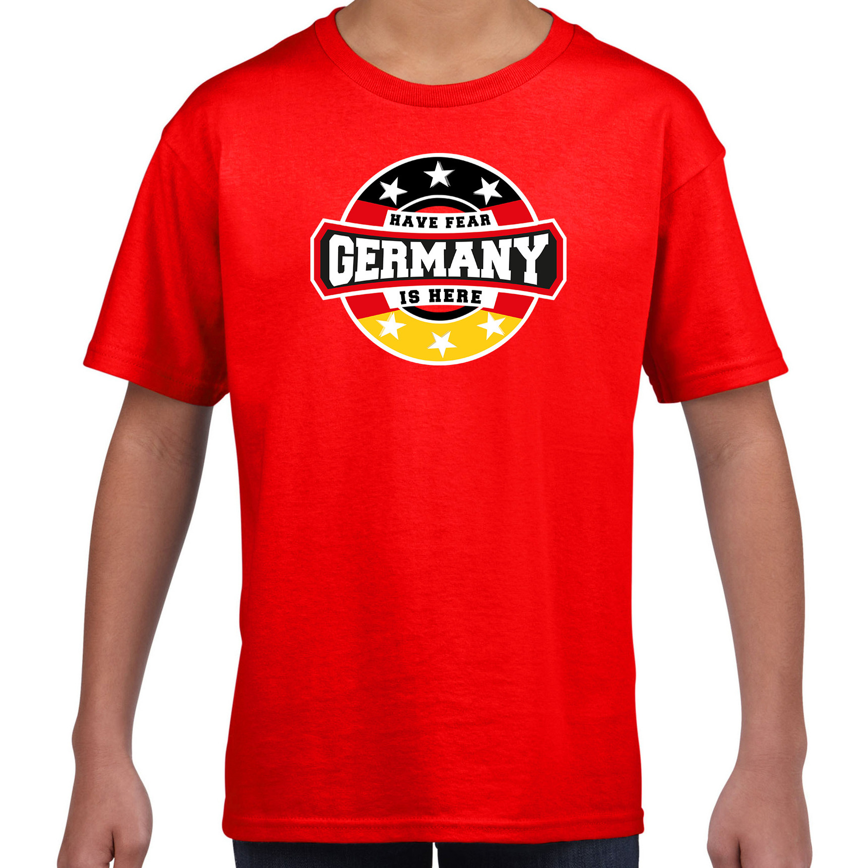Have fear Germany is here / Duitsland supporters t-shirt rood voor kids