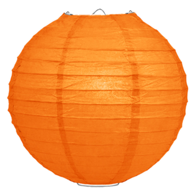 Luxe bol feest lampion - oranje - dia 25 cm - papier