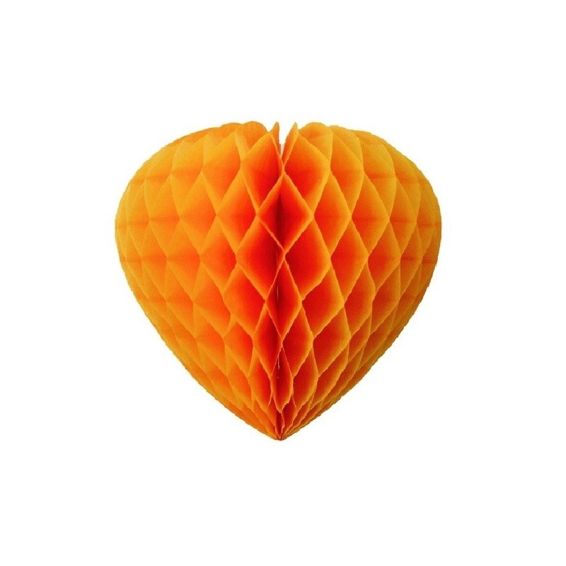 Oranje hart - 30 cm - van papier - feestversiering - decoratie - verjaardagversiering