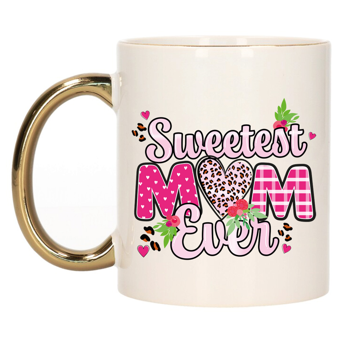 Cadeau koffie/thee mok mama - gouden oor - liefste mam ooit - 300 ml - Moederdag