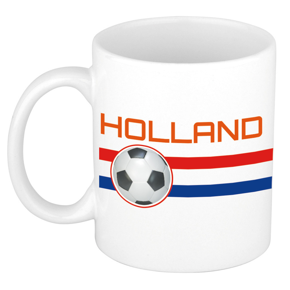 Holland vlag met voetbal mok/ beker wit 300 ml