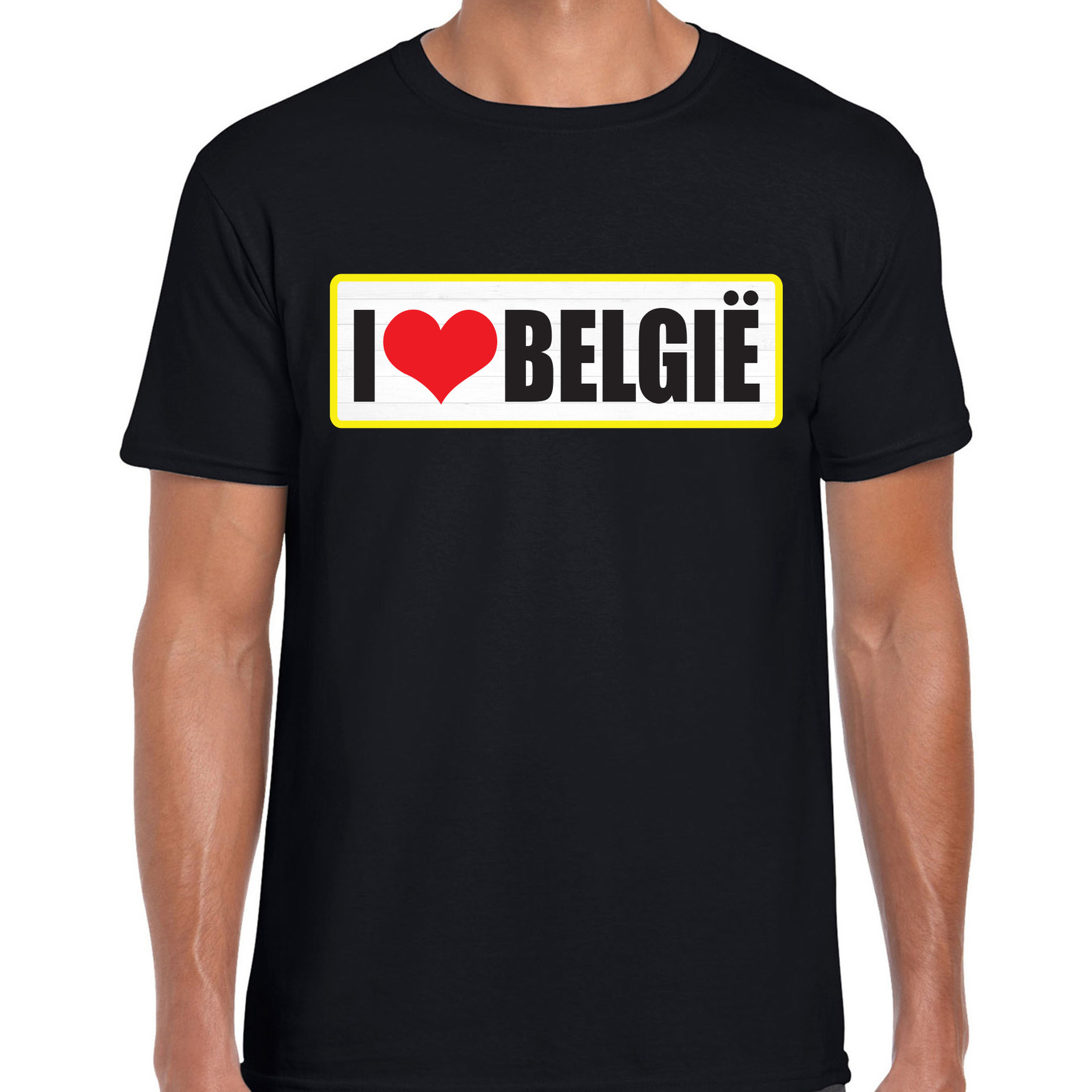 I love Belgie - landen supporters - t-shirt - zwart - voor heren