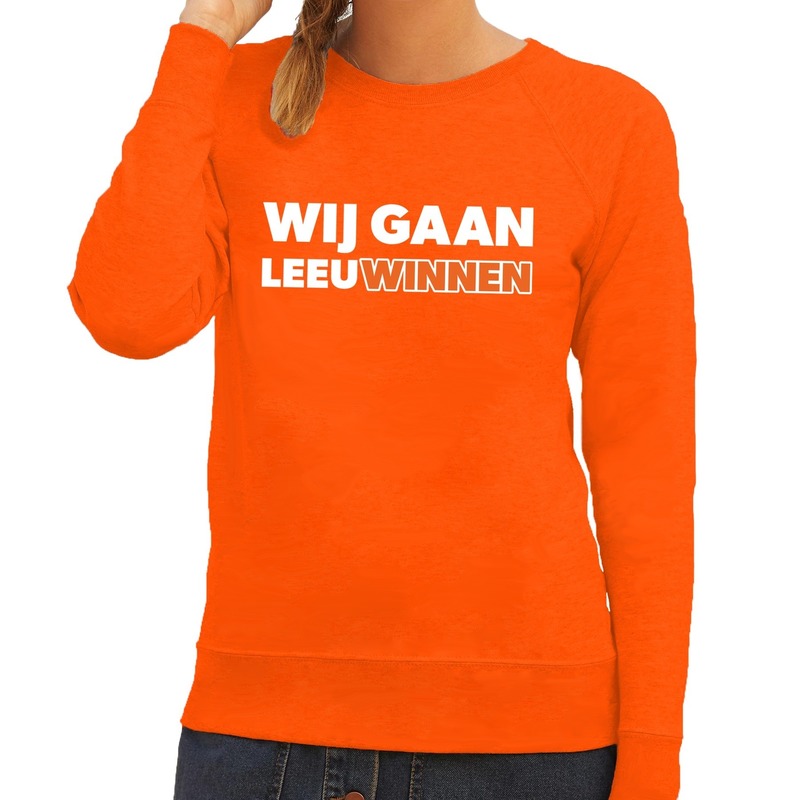 Nederland supporter sweater Wij gaan LeeuWinnen oranje dames